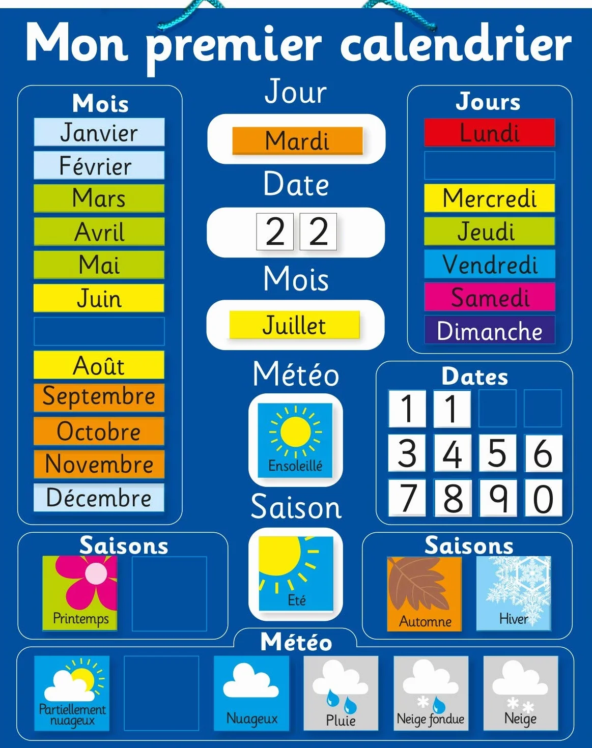 Calendrier Magnétique 40 x 30cm Tableau Rigide
