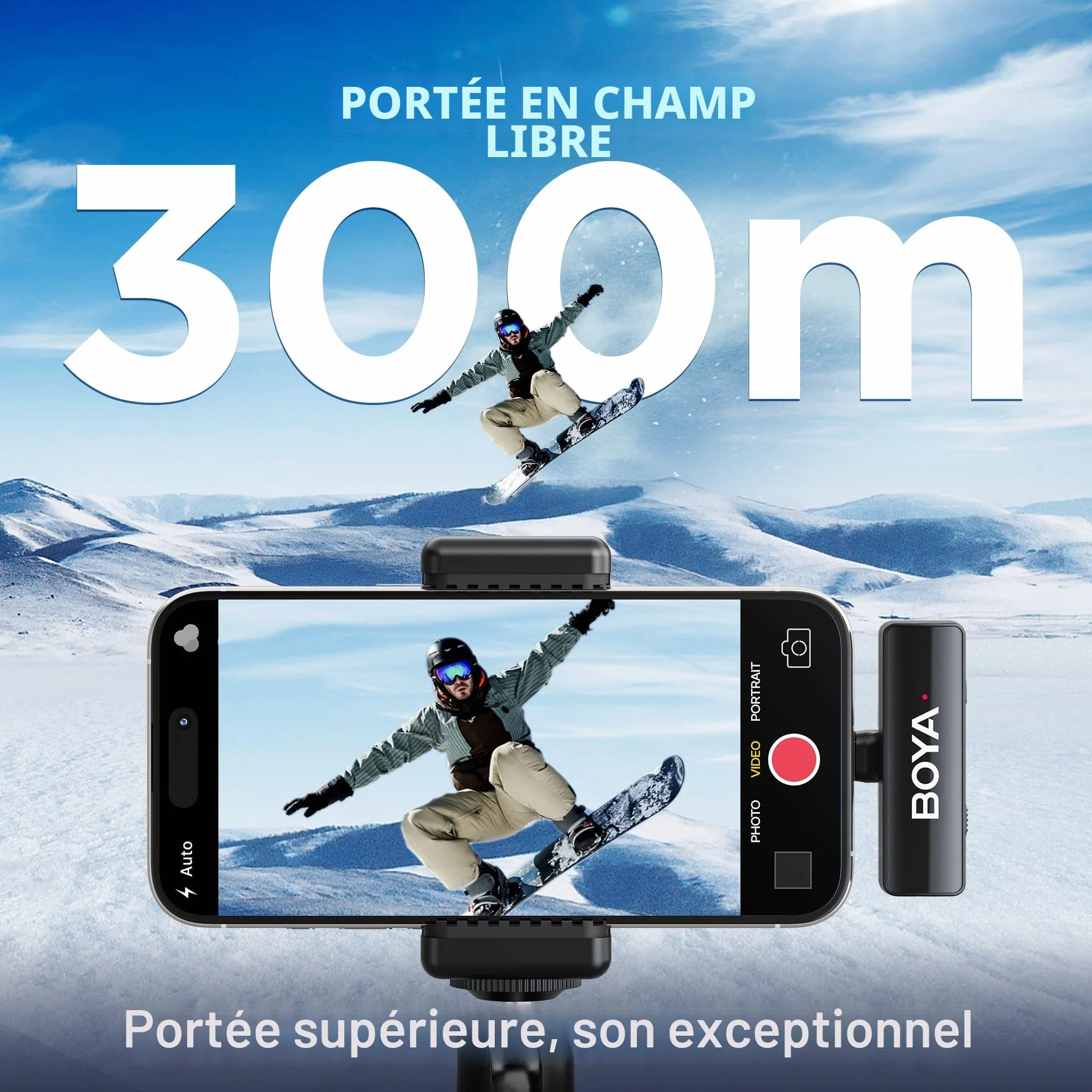 BOYA BOYALINK Microphone Lavalier sans Fil 48KHz 24Bit 30h Réduction Bruit USB-C Lightning 3.5mm