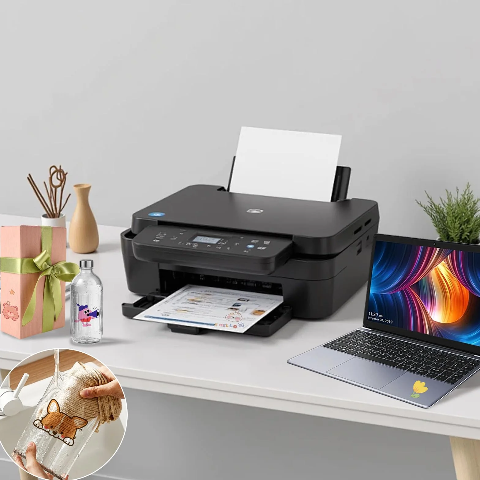 Feuilles Papier Autocollant A4 Imprimables Étanches pour Inkjet/Laser Autocollants Transparants/Blancs DIY