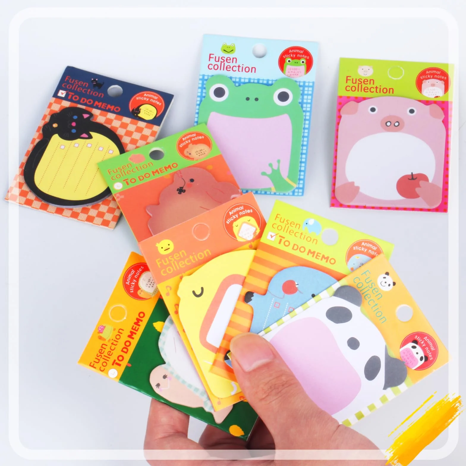 Blocs de notes adhésives animaux pour sachets de fête, motifs dessins animés maison bureau