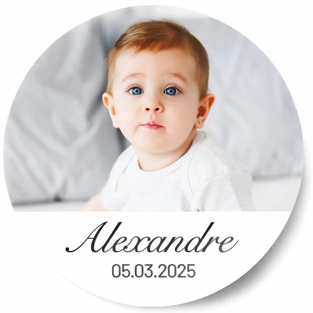 Stickers Personnalisés Ronds Baby Shower Naissance Baptême 4cm Lot de 24 Autocollants