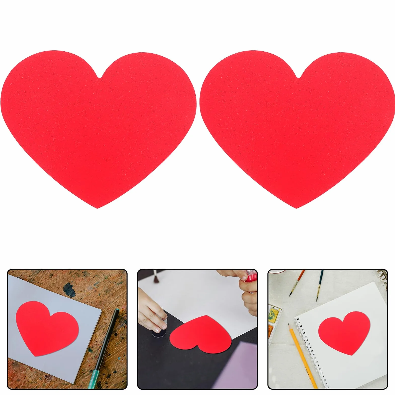 Cartes Découpées en Carton Rouge Cœur Saint-Valentin, Décorations Murales Loisirs Créatifs, Papier Épais Résistant