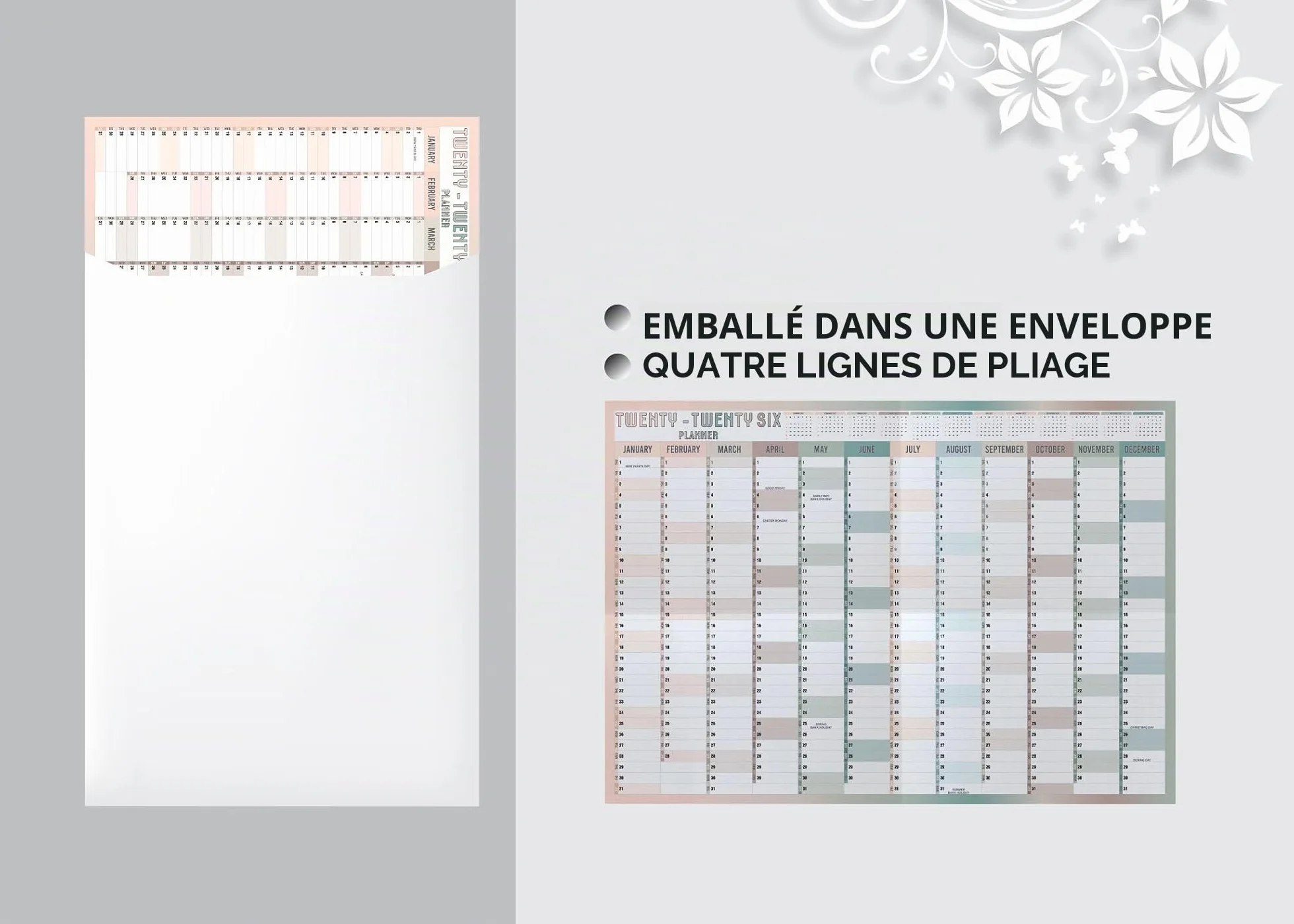Planificateur Mural A1 2026 Calendrier Mural Grand 59,4x84,1cm Janvier à Décembre Planificateur Annuel