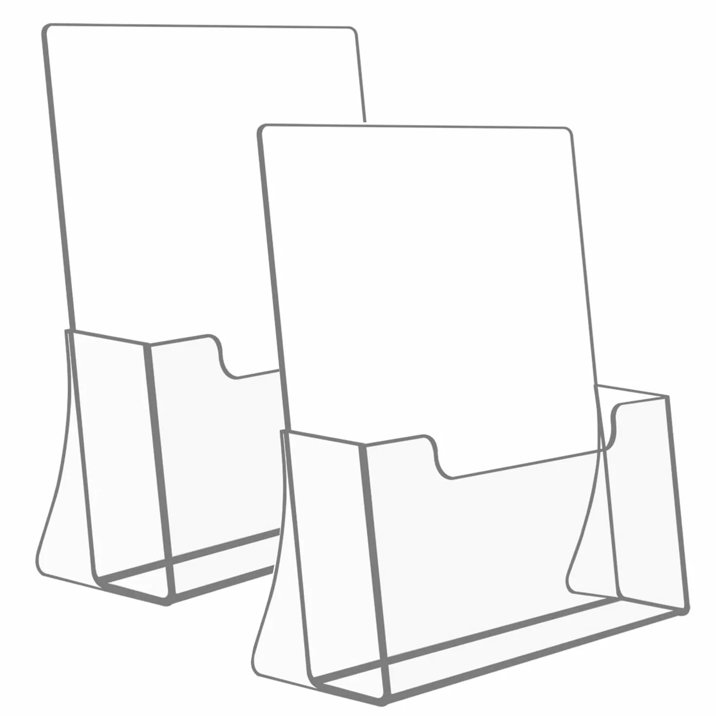Porte-brochure en acrylique transparent A4 Lot de 2 supports autonomes pour menus magazines