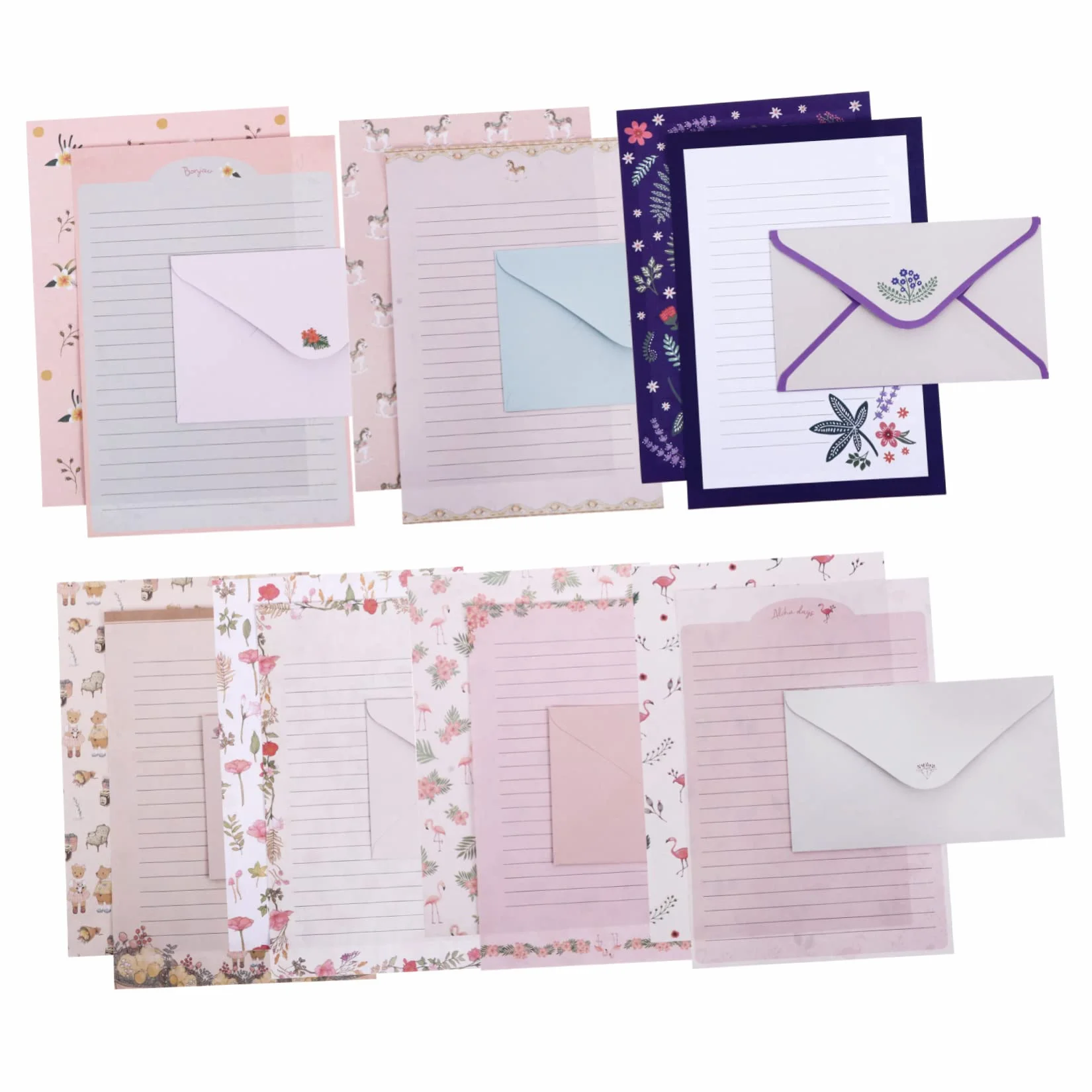 DOITOOL Set de Papeterie Papier à Lettre Animal Floral Mignon avec Enveloppes Assorties