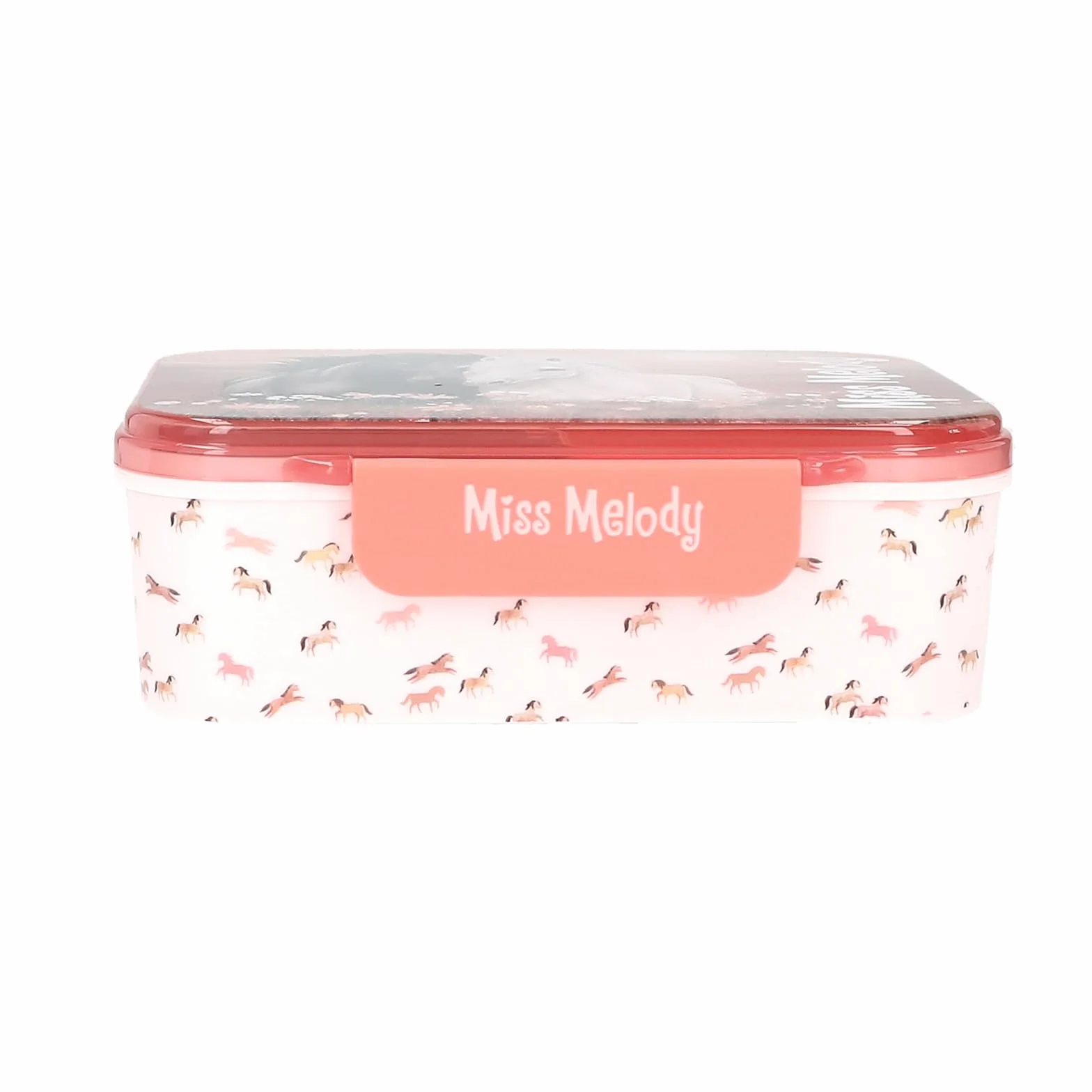 Depesche Miss Melody Blossom Pony Boîte à goûter Rose pâle 3 Compartiments Couvercle Rabattable