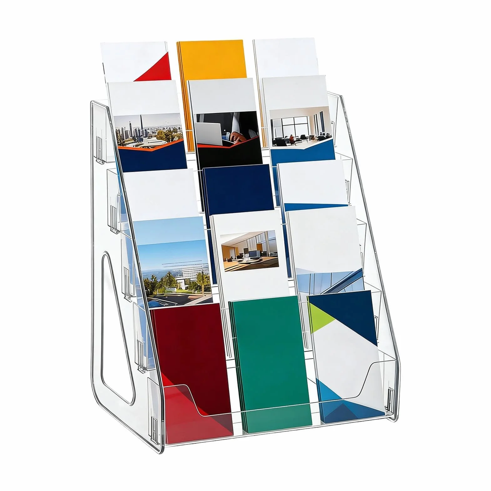 Porte-brochures 5 niveaux, Support de brochures de table transparent, Présentoir de littérature pour bureau hôtel