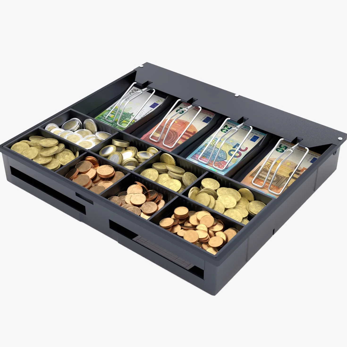 ACROPAQ Plateau de tiroir-caisse 41 cm 36x32x6 cm 4 compartiments monnaies 8 compartiments billets Noir