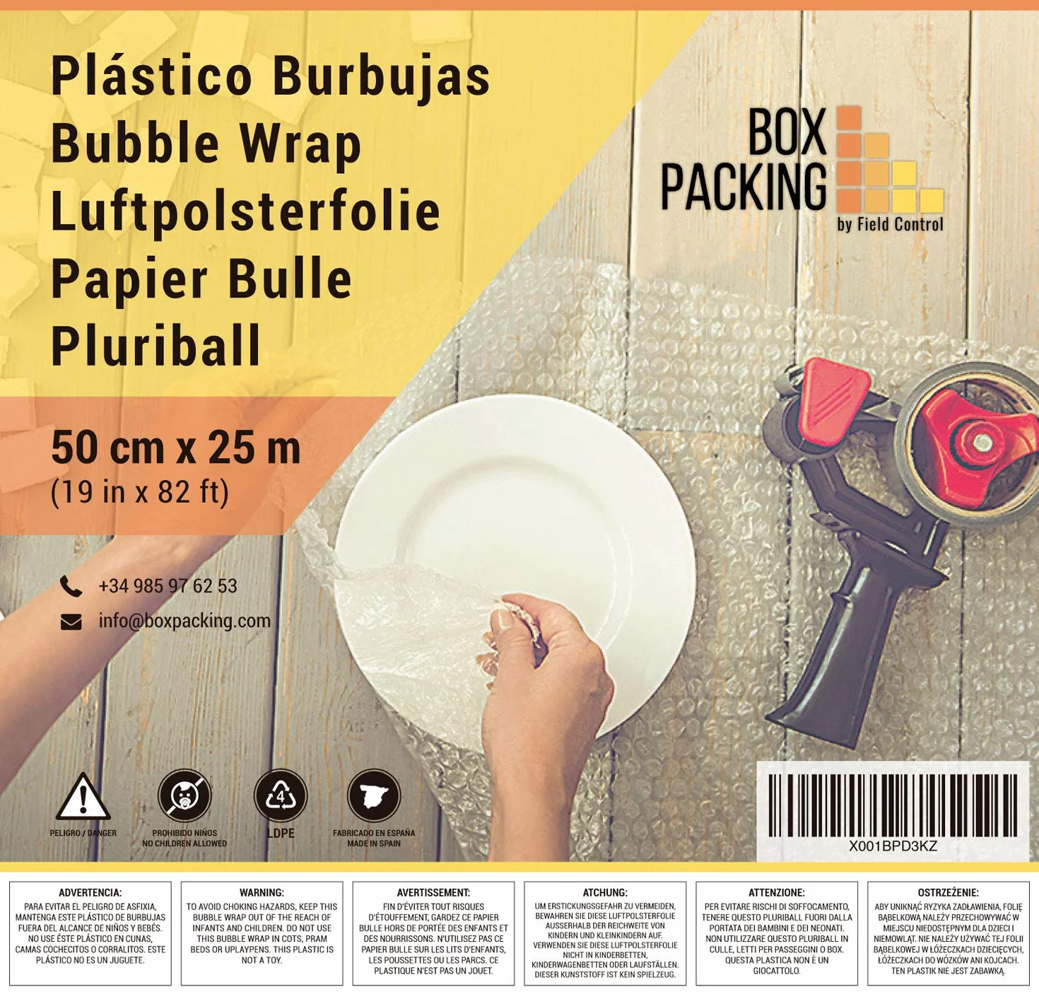 Papier Bulle Emballage Colis 50 cm x 25 m Rouleau Protection Objets Fragiles Déménagement