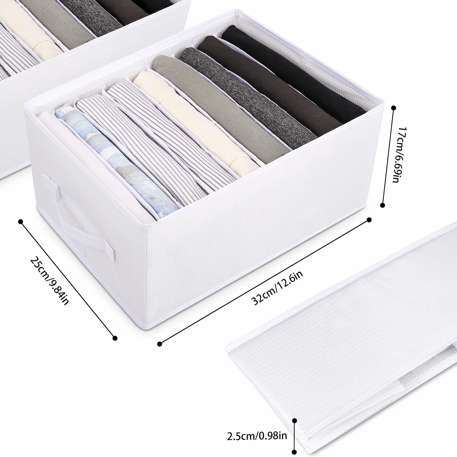 Boîte de Rangement Vêtements 9 Grilles Armoire Organisateur Pliable 2PCS Blanche Neige