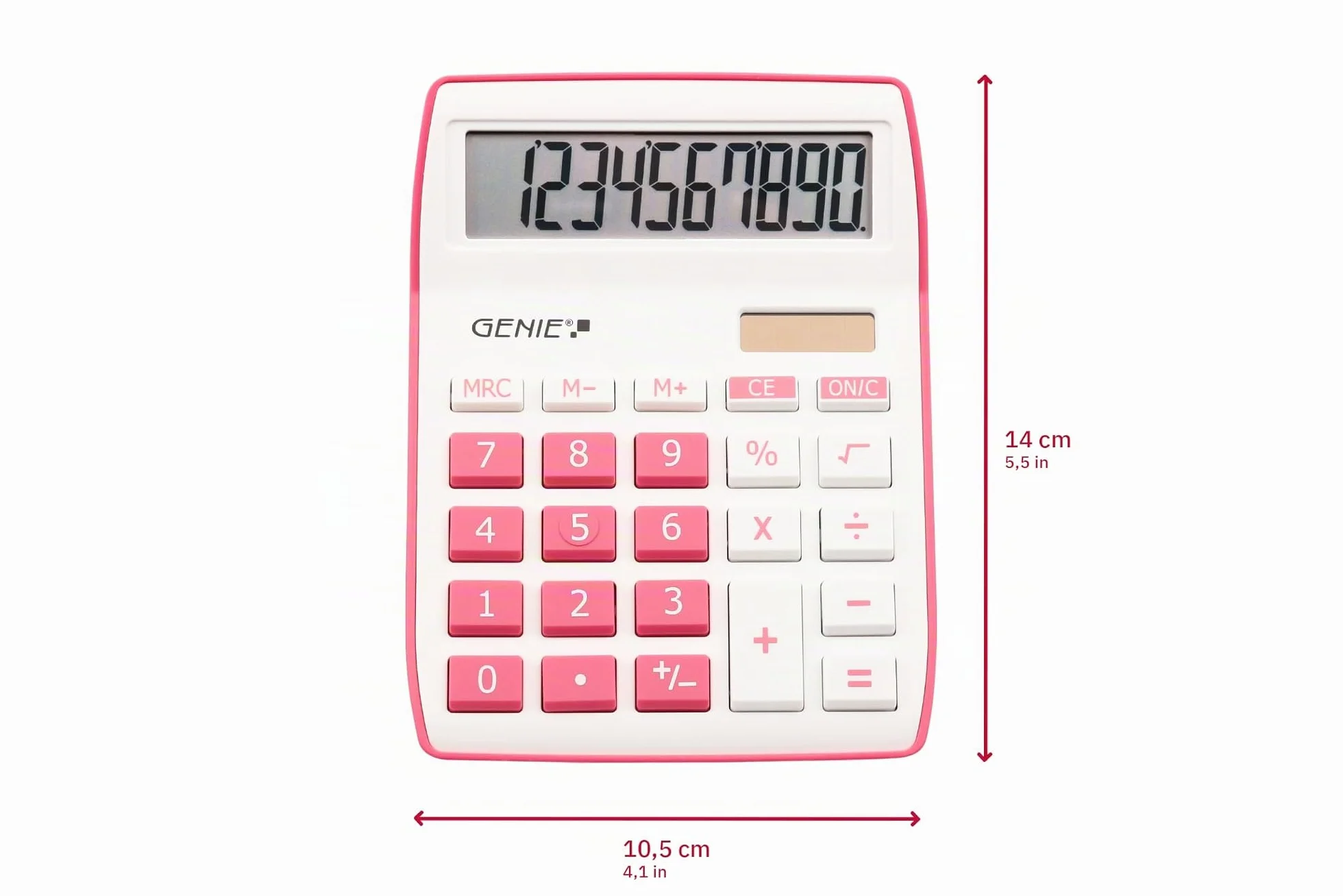 Genie 840 P 10 chiffres calculatrice de bureau double alimentation solaire batterie design compact rose