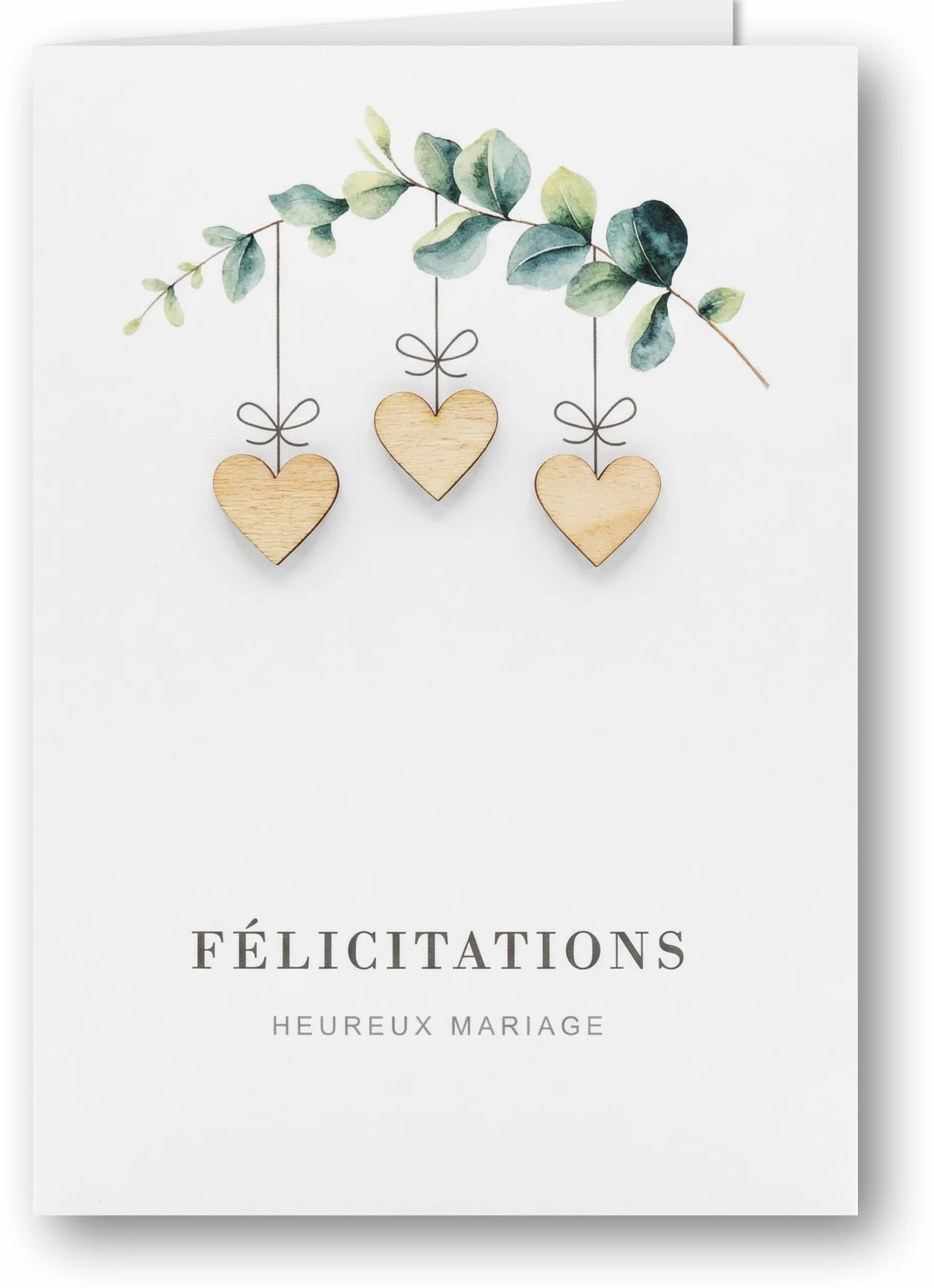 Carte Mariage Originale A6 Coeurs en Bois Enveloppe Incluse France