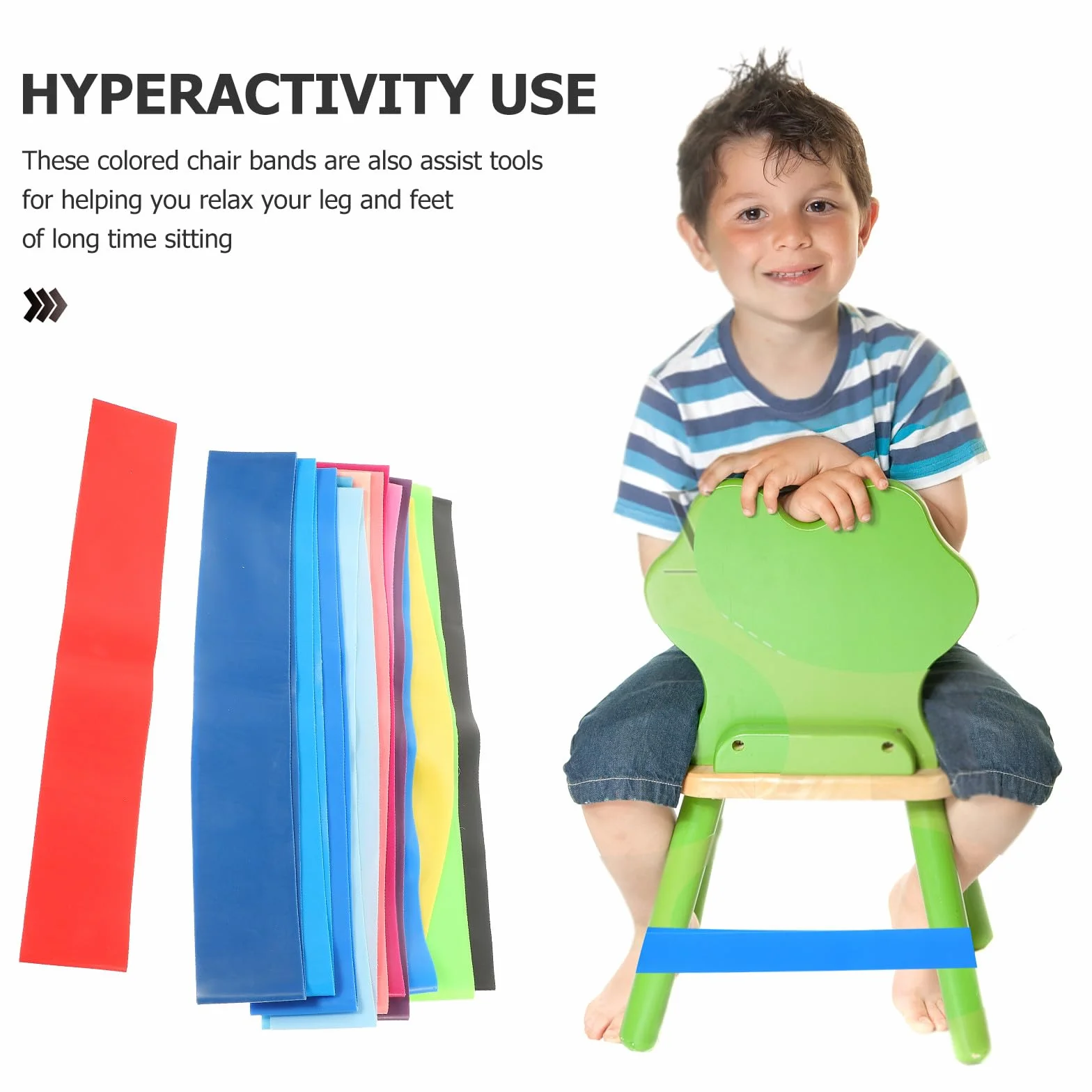 Lot de 15 Bandes Élastiques Colorées pour Chaises de Classe et Bureau Sangles Anti-Dérapantes