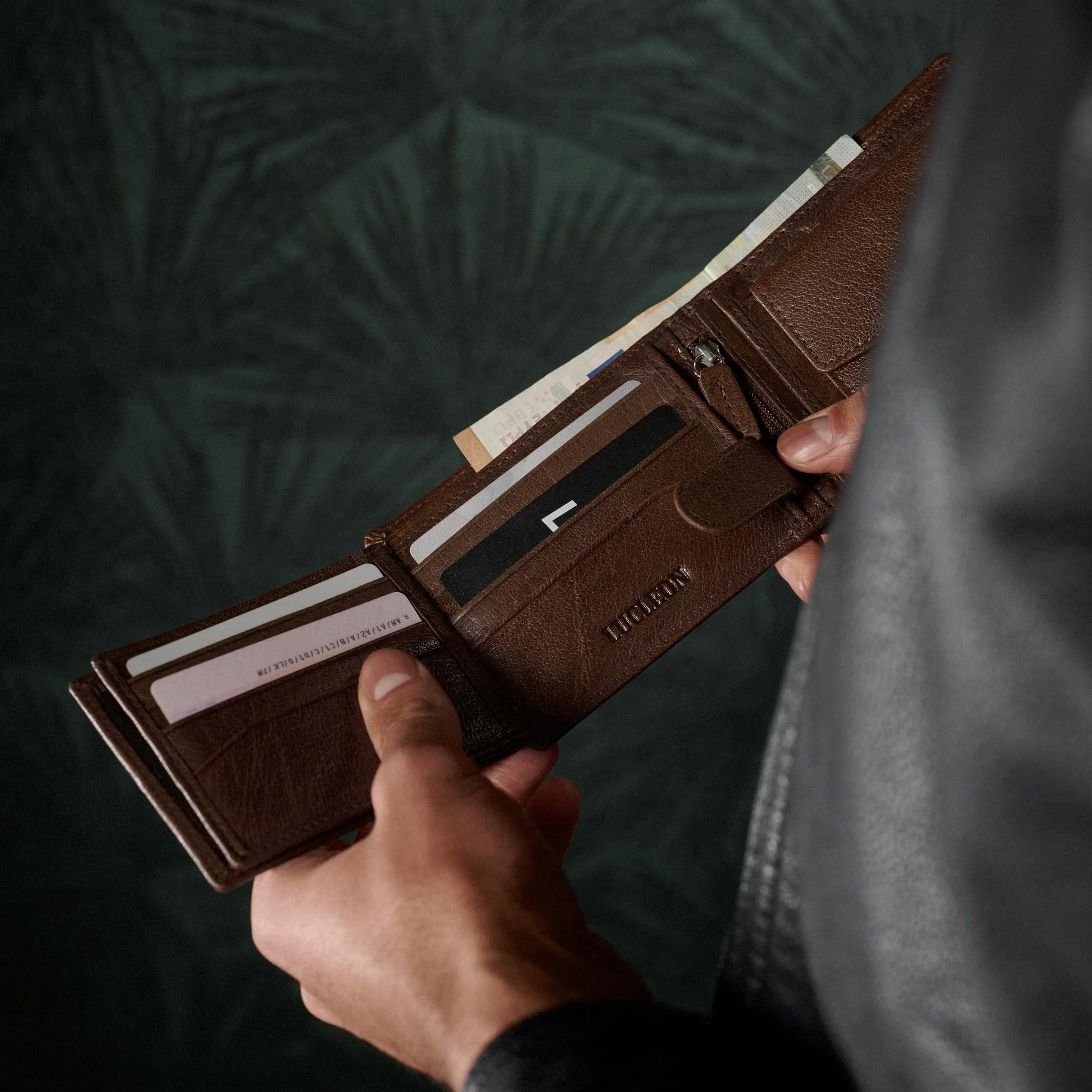 Portefeuille en Cuir Marron California Lucleon
