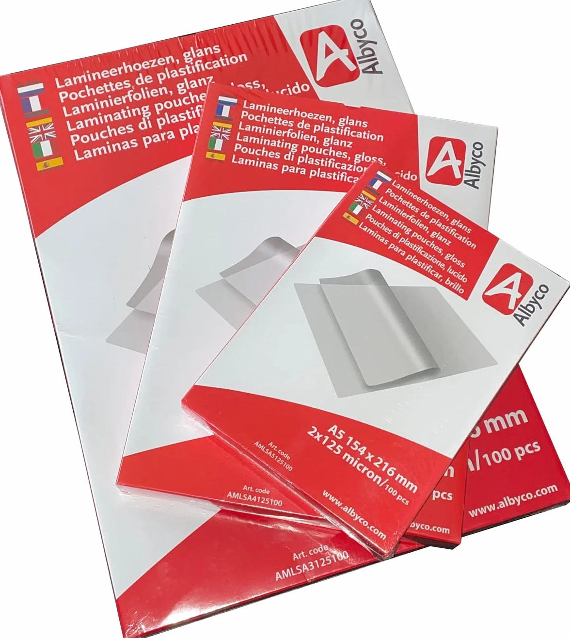 Albyco Pochettes de Plastification A4 216x303mm 2x80 Microns Brillant Paquet de 100 Pièces