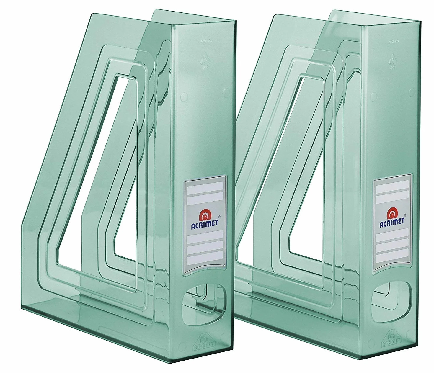 Acrimet Porte-Revues Support Durable Organisateur Dossiers Bureau Plastique Vert Transparent Lot de 2