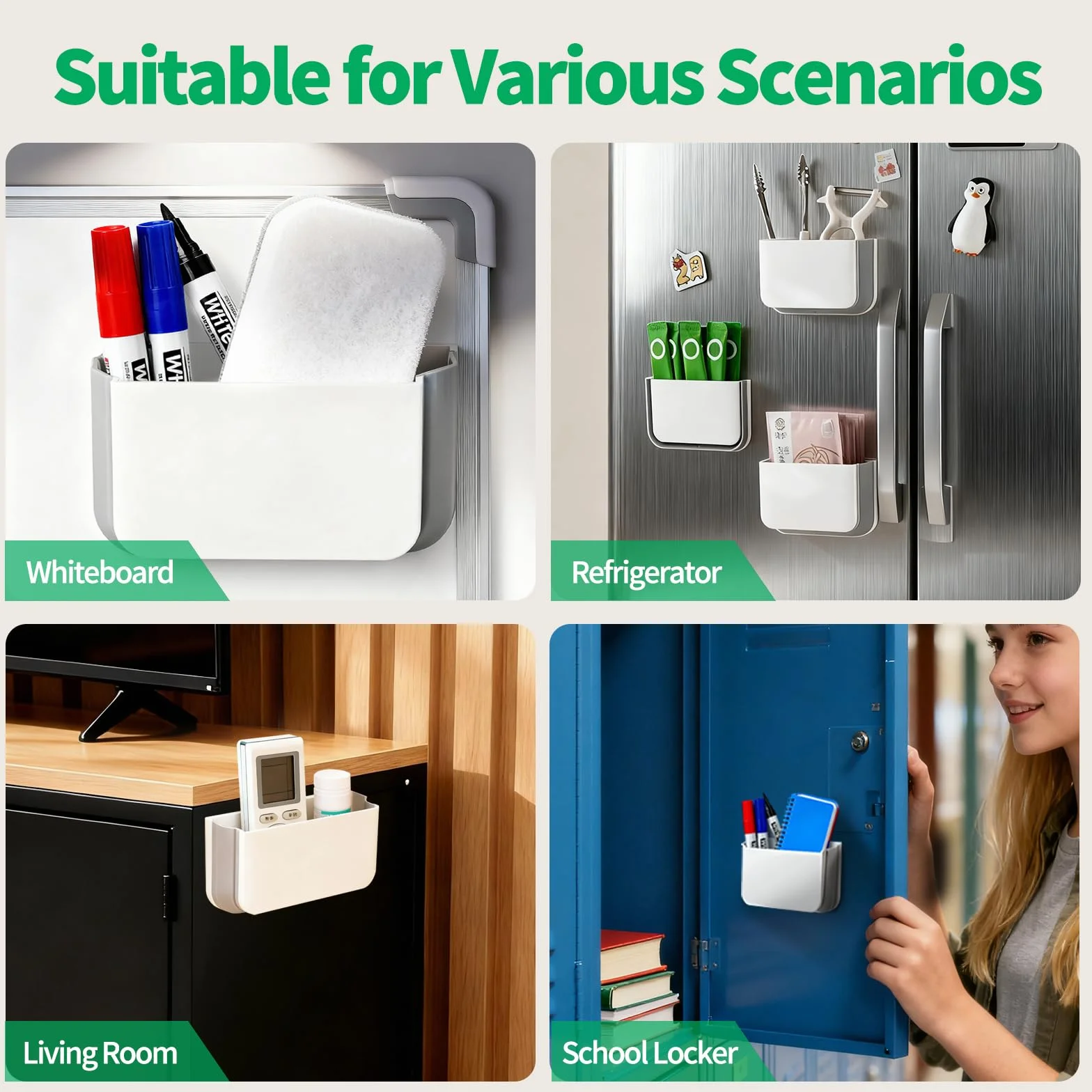 FRETONBA Porte-stylos Magnétique Pliable, Porte Marqueur Magnétique, Blanc
