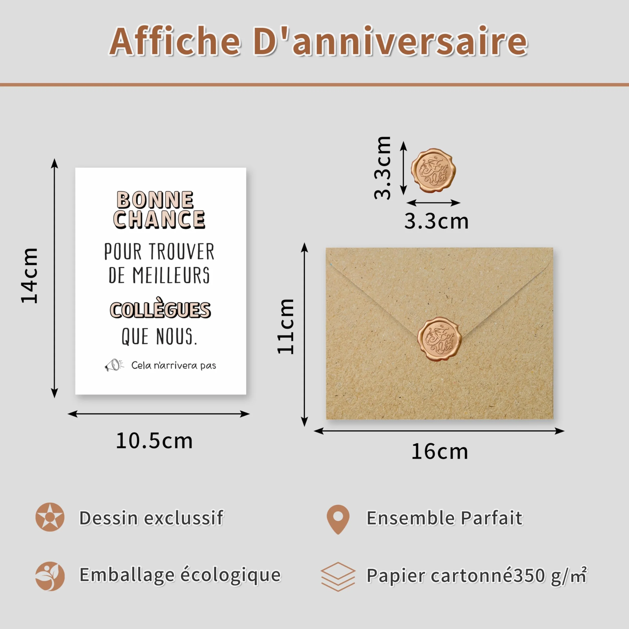 Carte de vœux collègue A6 148x105 mm avec enveloppe Bonne chance pour trouver de meilleurs collègues
