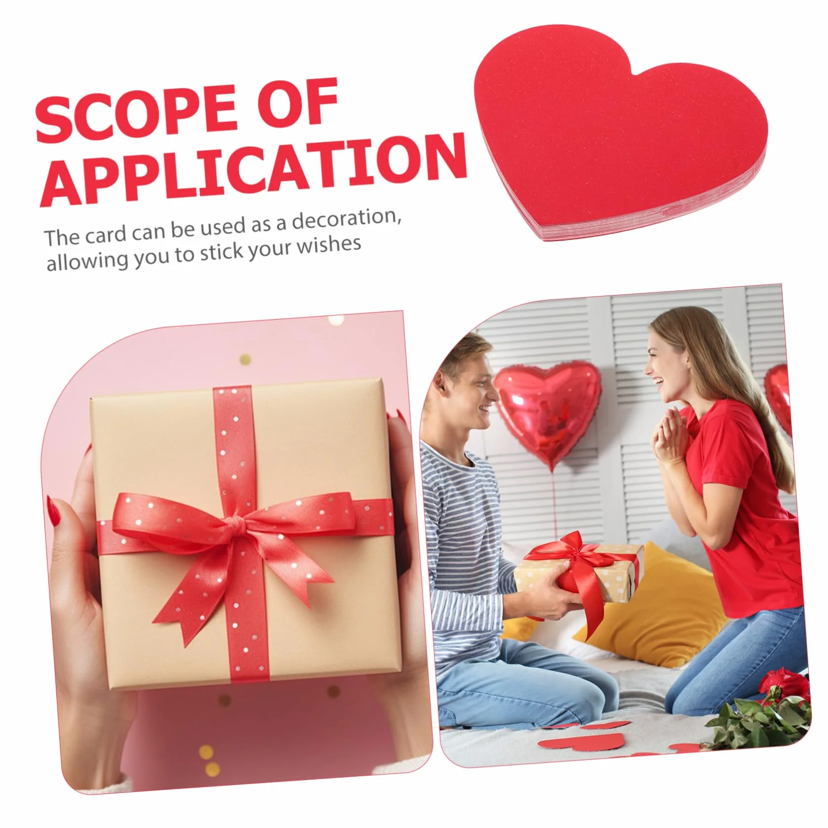 Angoily Lot de 40 Cartes en Forme de Coeur Saint-Valentin Cartes d'amour avec Espace Message Décoration Murale Papier de Vœux Rouge