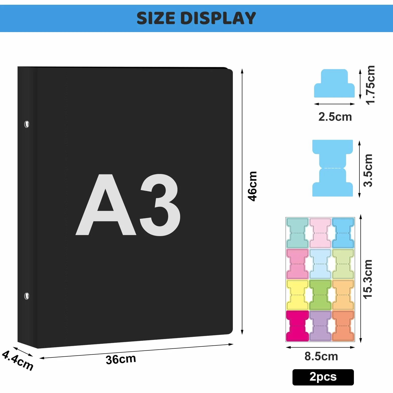 Classeur de présentation A3 40 poches, classeur à anneaux flexible pour illustrations et dessin