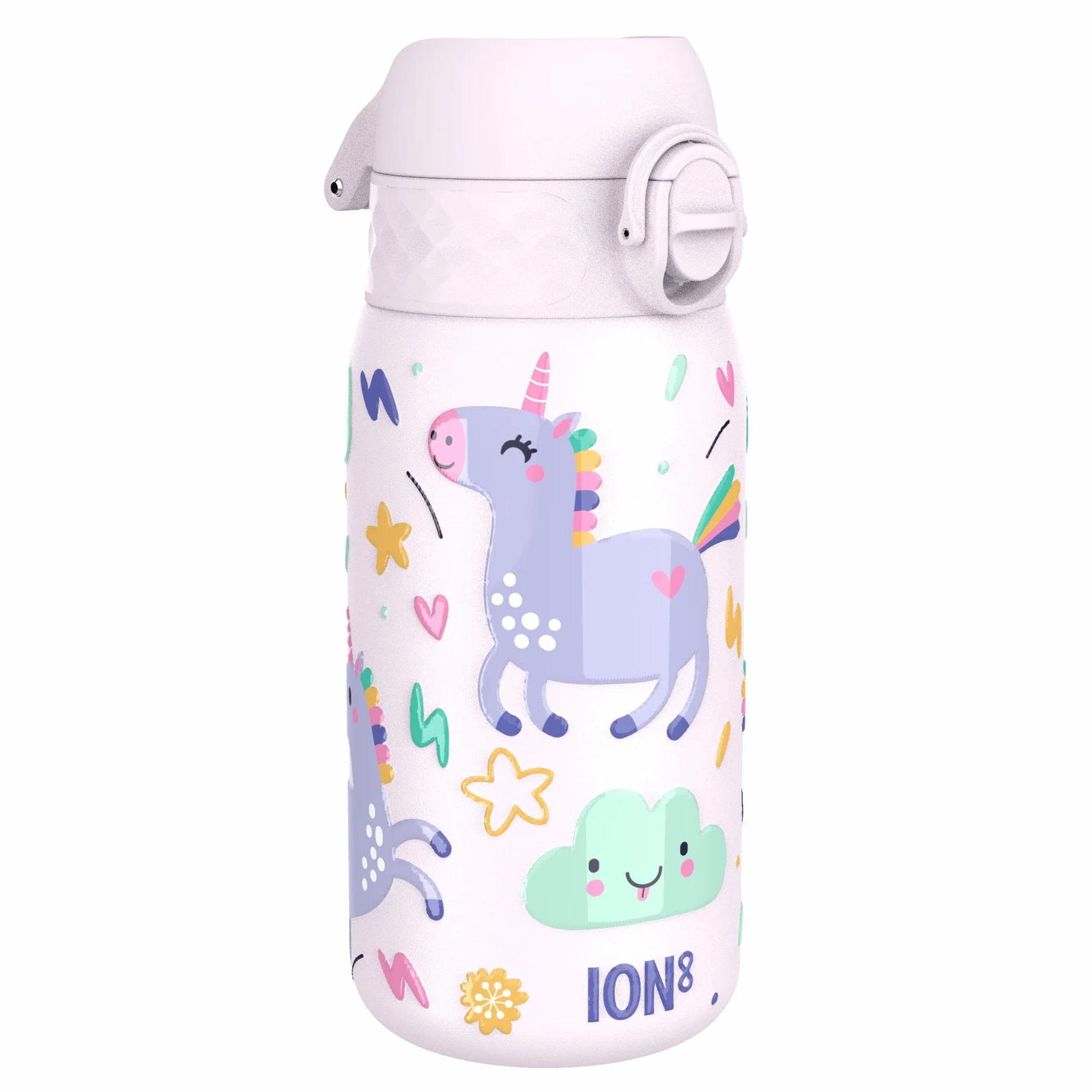 ION8 Gourde Enfant Anti-Fuite Verrouillage Sécurisé Lavable Lave-Vaisselle Motif Licornes