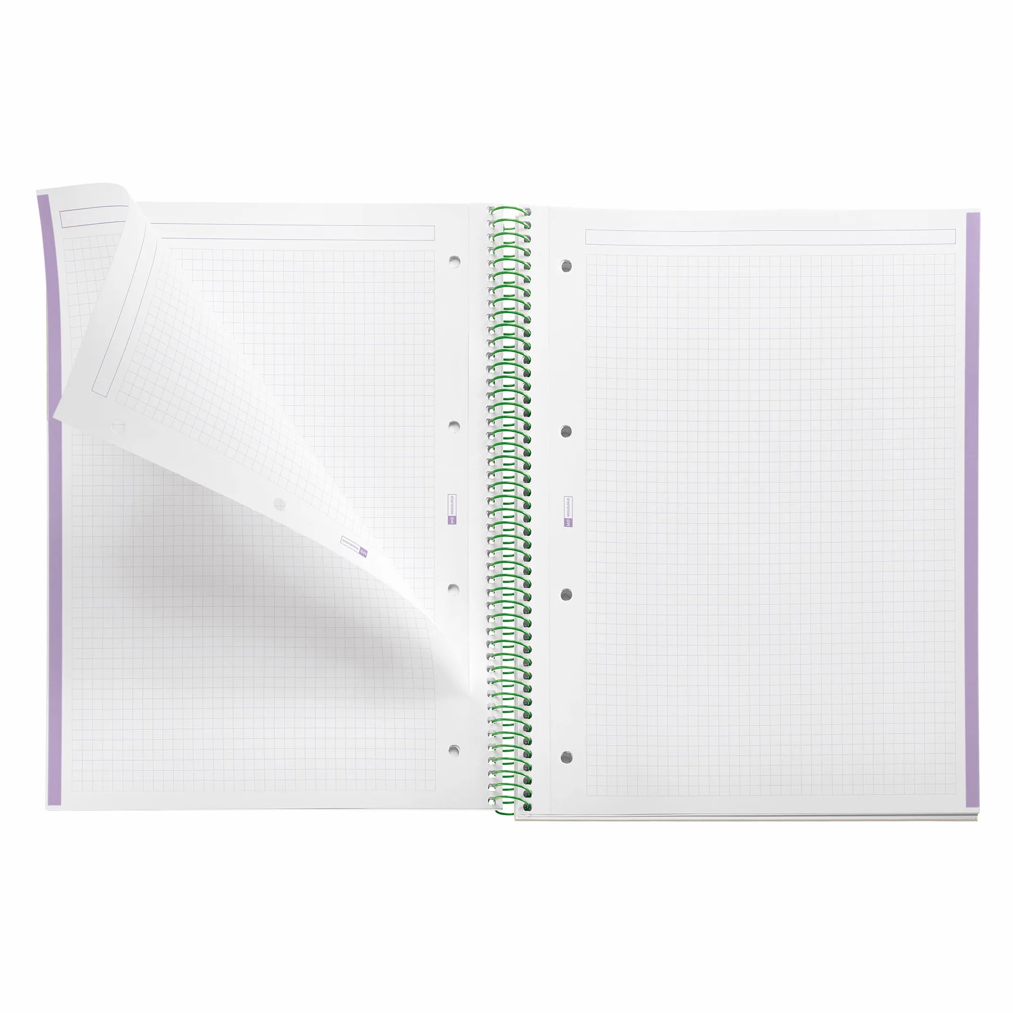 Miquelrius Cahier A4 quadrillé 5x5 mm, Couverture rigide, 80 feuilles microperforées, Papier 90 g/m², Spirale métallique, Violet