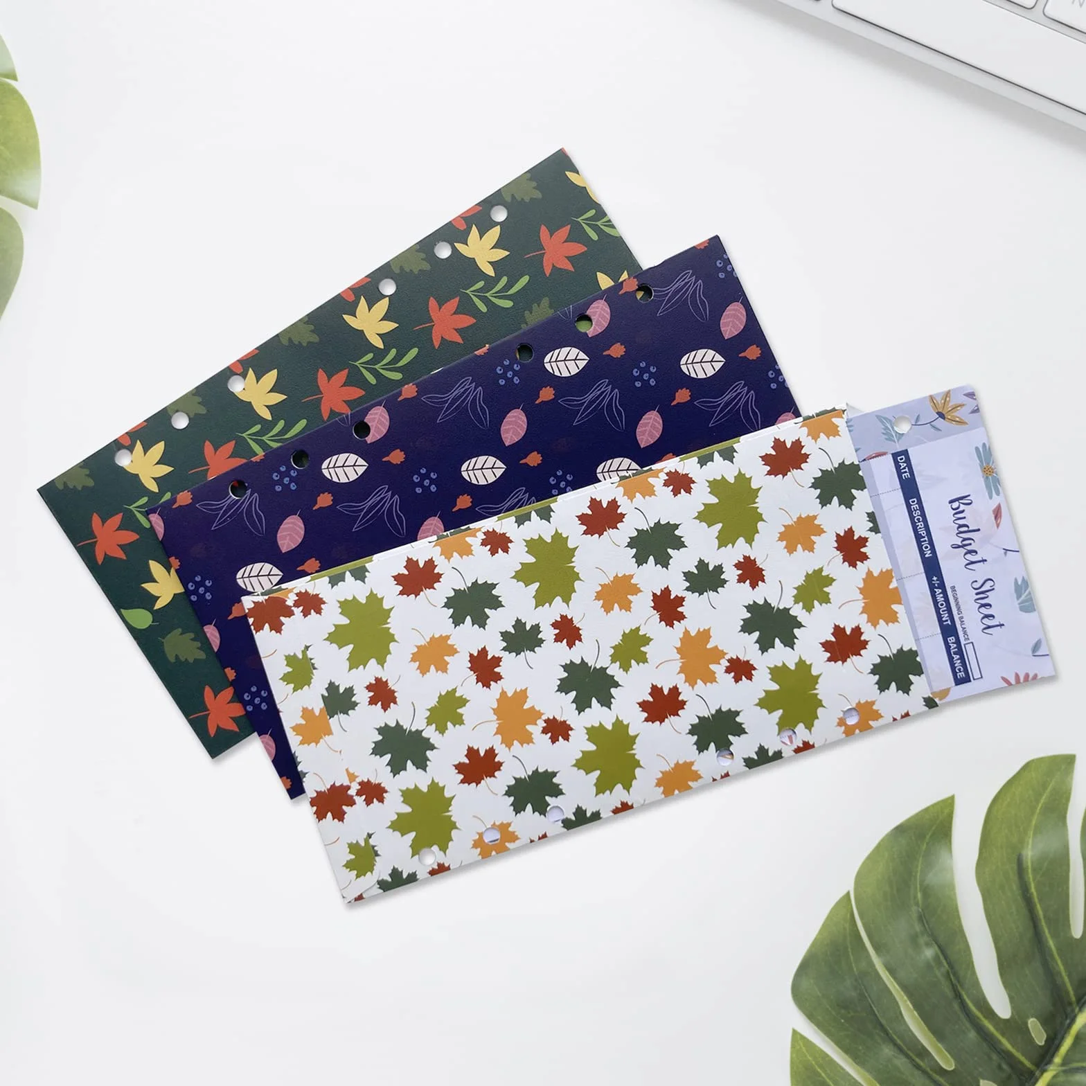 Enveloppes laminées florales avec pochettes pour espèces, portefeuille budgétaire, feuilles de classeur pour femme