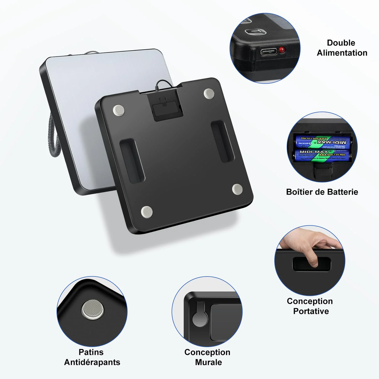 Balance Colis 200kg/10g Haute Précision Acier Inoxydable avec Fonction Hold/Tara, Balance Postale Numérique Écran LCD