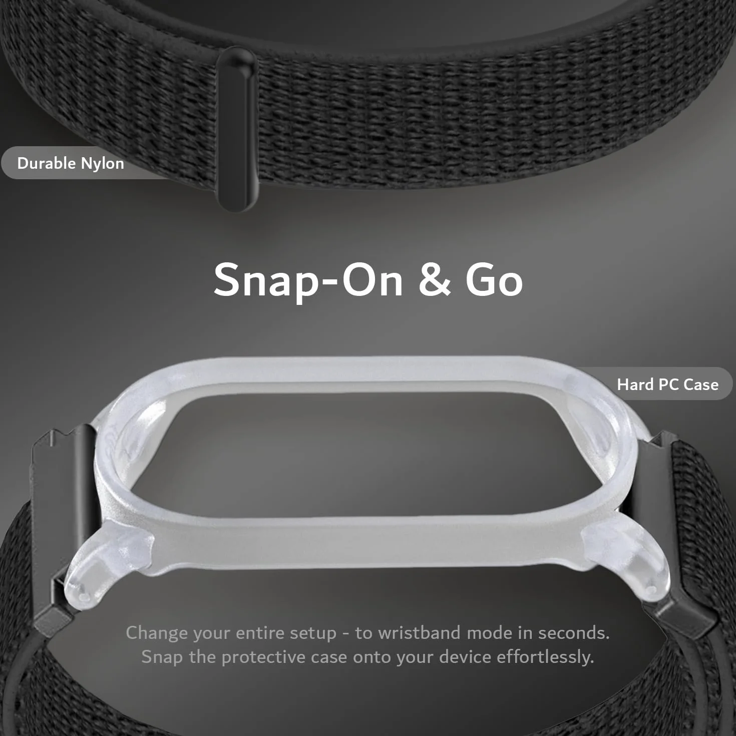 TUDIA Étui PC à Clipser Bracelet en Nylon réglable Compatible PLAUD NotePin AI Sangle légère Noir