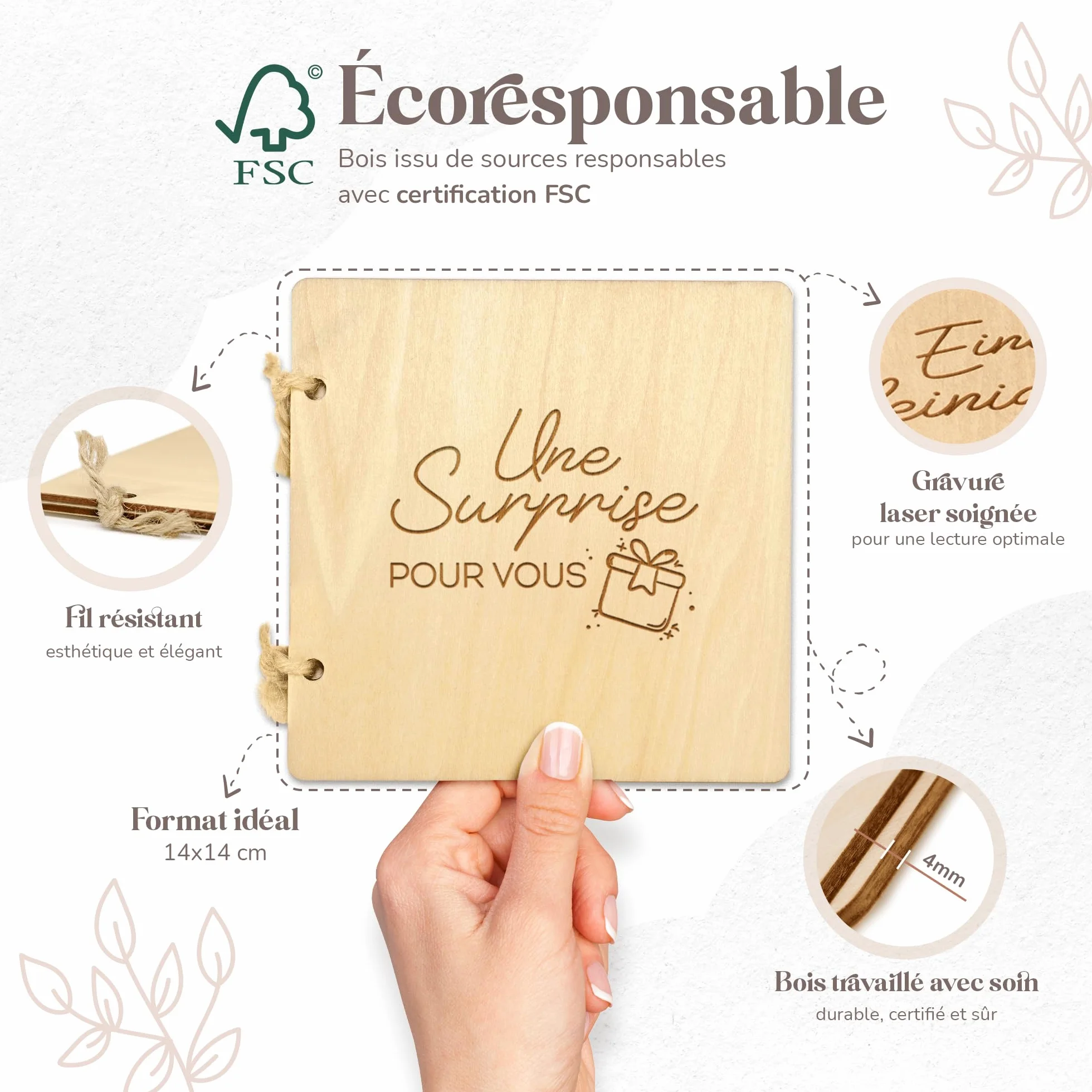 Annonce grossesse en bois | Carte annonce grand parents avec photo échographie