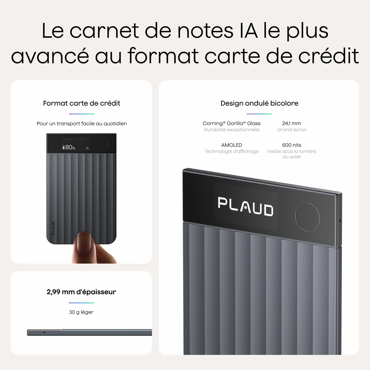 Plaud Note Pro Enregistreur Vocal IA Dictaphone Numérique avec Transcription, Résumé IA, 50h d'Enregistrement