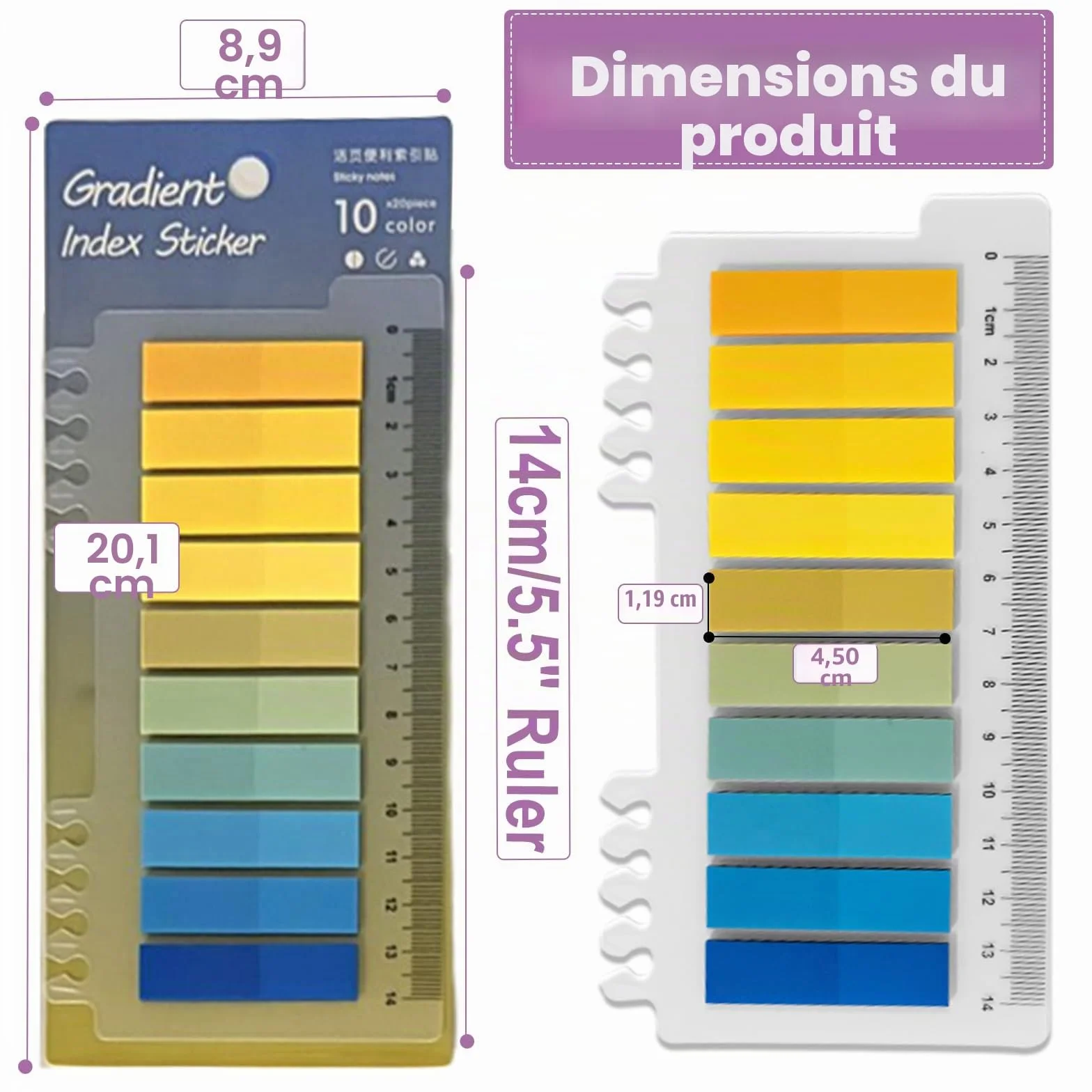2400 Pièces Marque Page Adhésif, Notes Autocollantes Transparentes avec Règle, pour Livres et Index