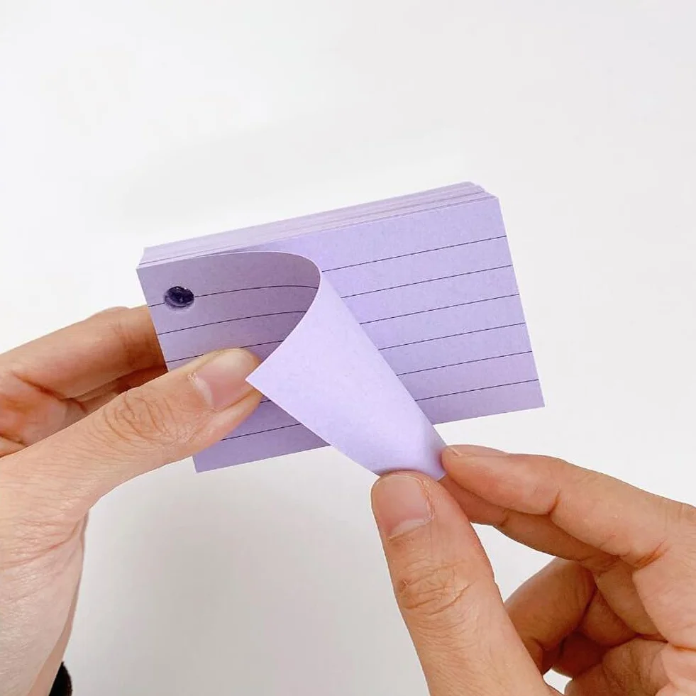 1000 Flash Cards A8 Fiche de Revision Papier Lignées 150g/m² 10 Anneaux Reliure 10 Couleurs