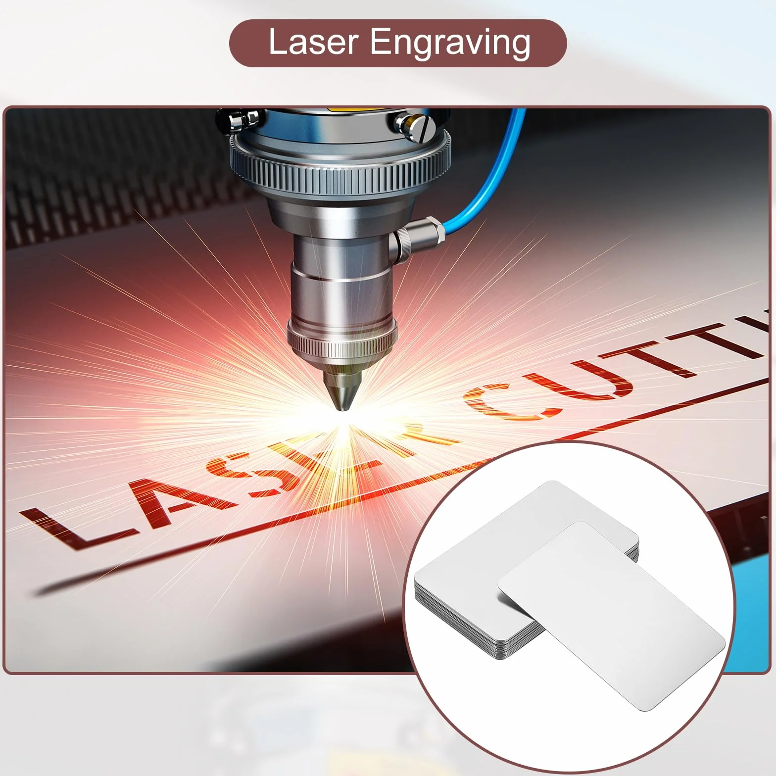 PATIKIL Cartes de visite en métal acier inoxydable 0,8 mm 12 paquets pour gravure laser DIY argent