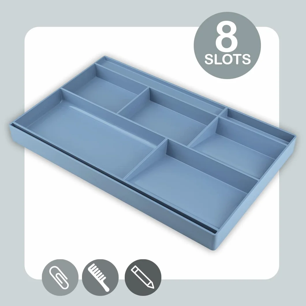Acrimet Plateau Organisateur 8 compartiments Plastique 32,4x20,3x2,7 cm Bleu Uni