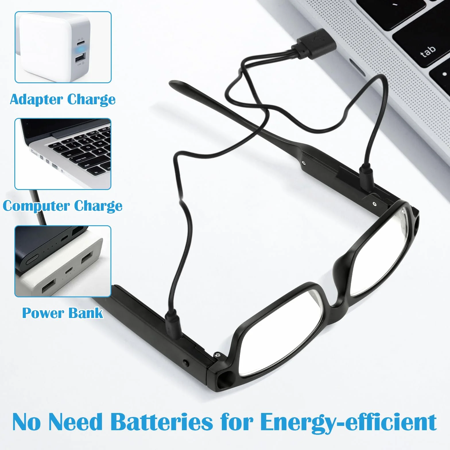 Lunettes Grossissantes 300% avec Lumière LED Rechargeables USB Mains Libres