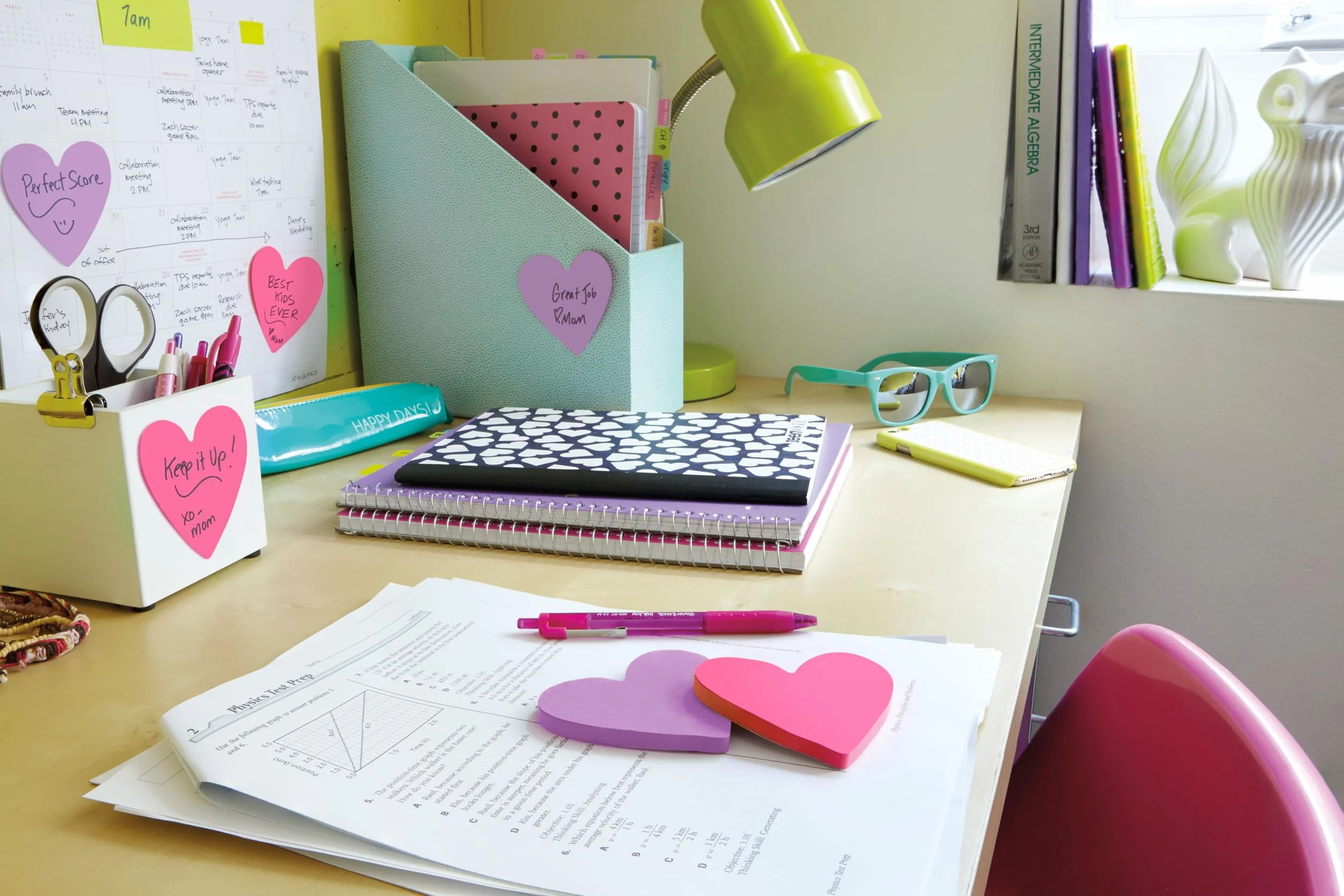Post-it Notes Autocollantes Cœur, 225 Feuilles, 70 mm x 70 mm, Rose