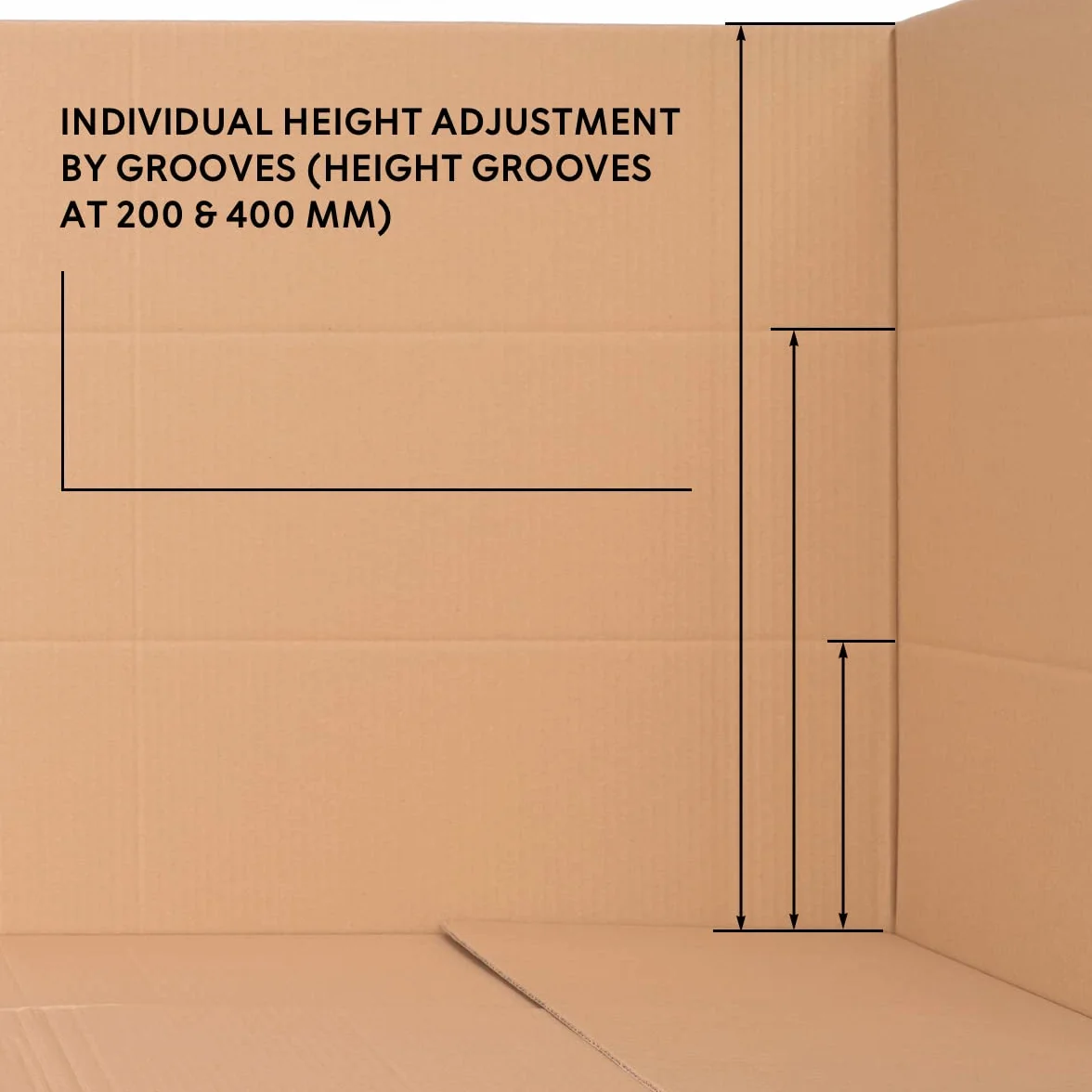 Carton pliable 1200 x 600 x 600 mm Arbre BC rainure hauteur 200, 400 mm DHL marron