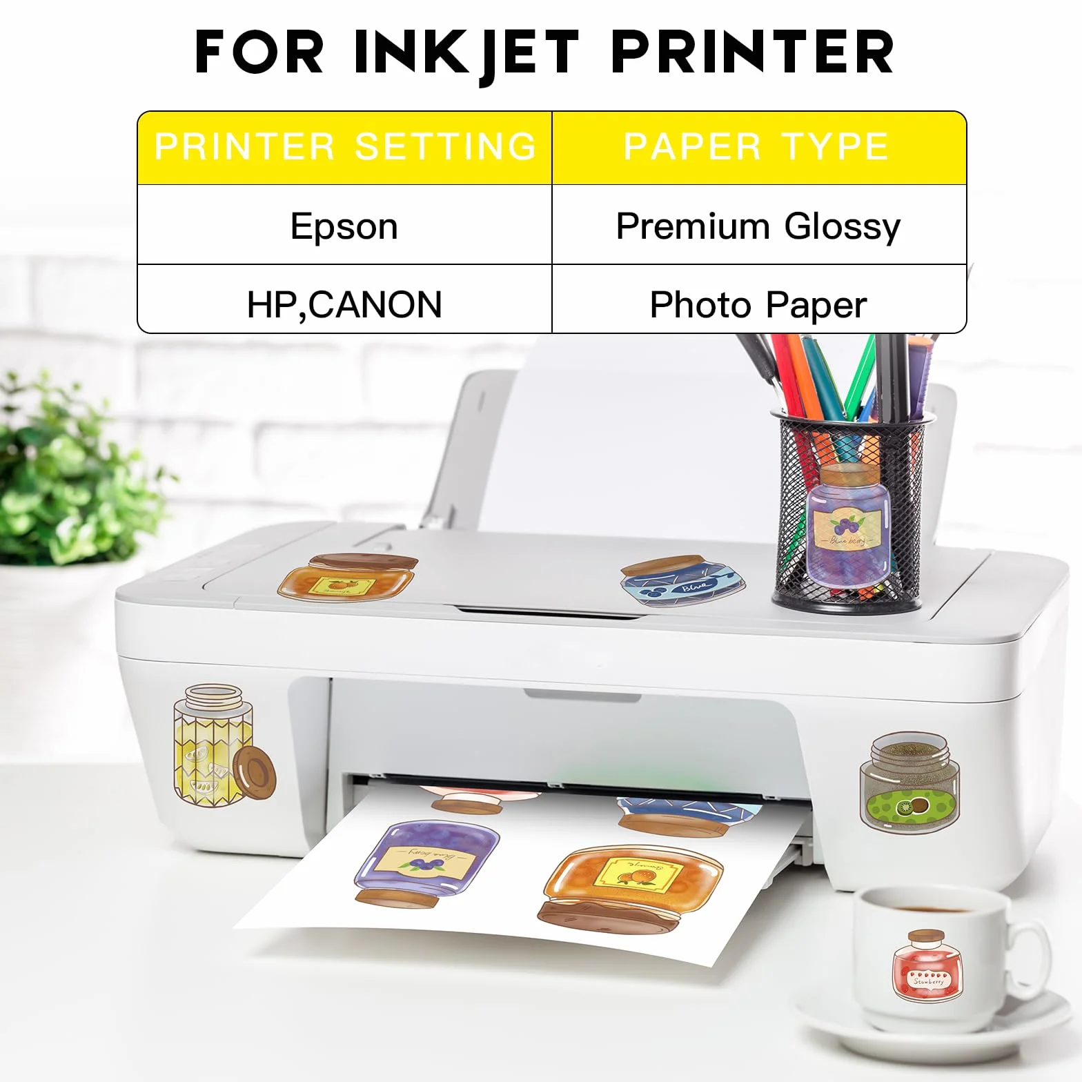 Papier Autocollant en Vinyle Transparent Imprimable A4 30 Feuilles pour Imprimante Jet d’Encre Cricut Silhouette