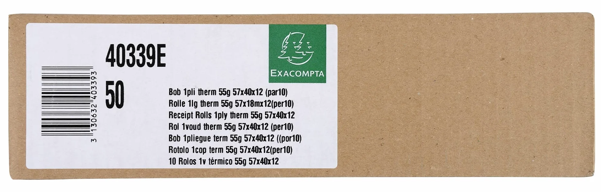 Exacompta Bobines pour tickets carte bancaire 57x40 mm thermique 55g/m² 18 m Blanc
