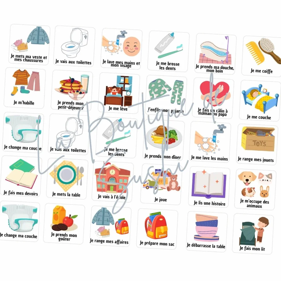 Tableau routine enfant Super-héros – Planning matin et soir – Calendrier tâches rituels – 30 étiquettes