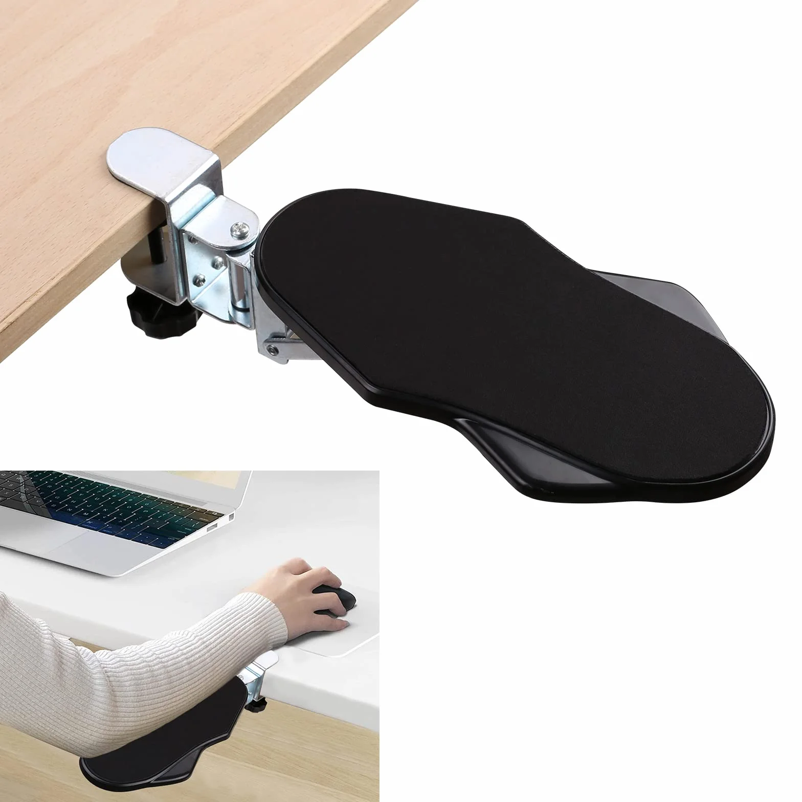 Repose Bras Ergonomique Bureau, Support Repose-poignet Rotatif 180°, Coude Support Extension Réglable Ordinateur Noir