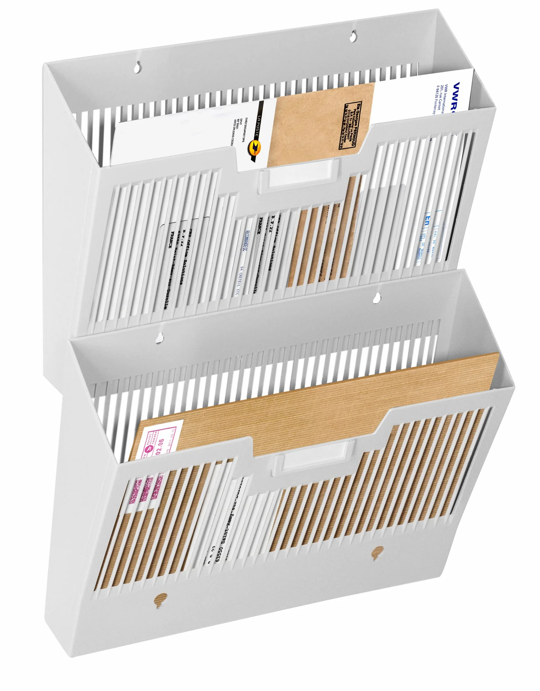 CEP Corbeille murale Trieur Porte documents Courrier A4 24x32 cm Rangement Dossiers Organiseur bureau Grande Capacité Gris