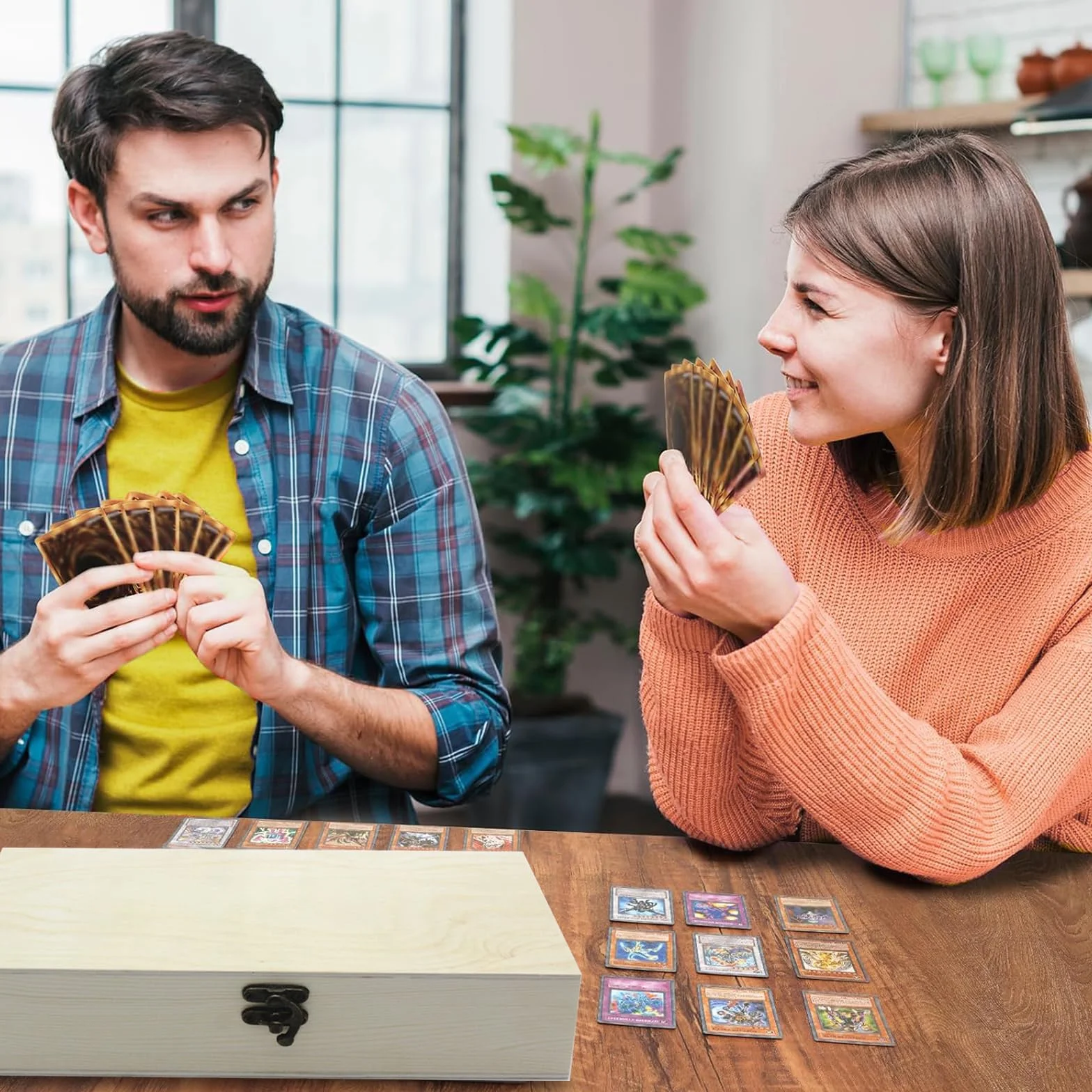 Boîte de Rangement pour Cartes A8 en Bois avec Couvercle pour Bureau, École et Maison