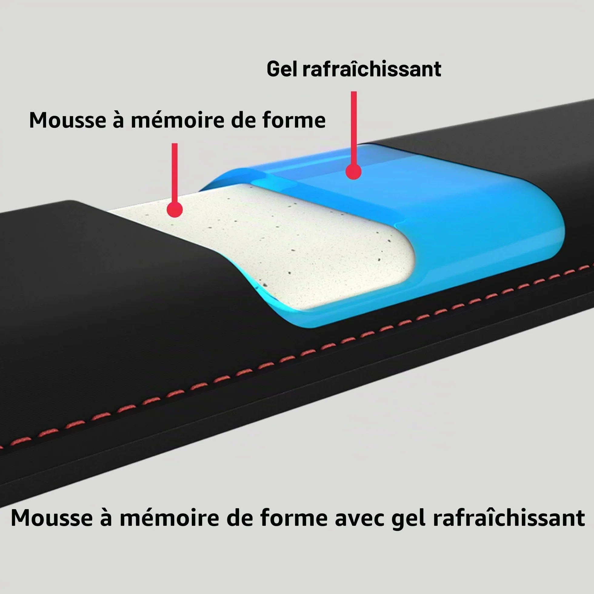 HyperX Repose-poignet Wrist Rest Souris Gel rafraîchissant Mousse à mémoire de forme Antidérapant