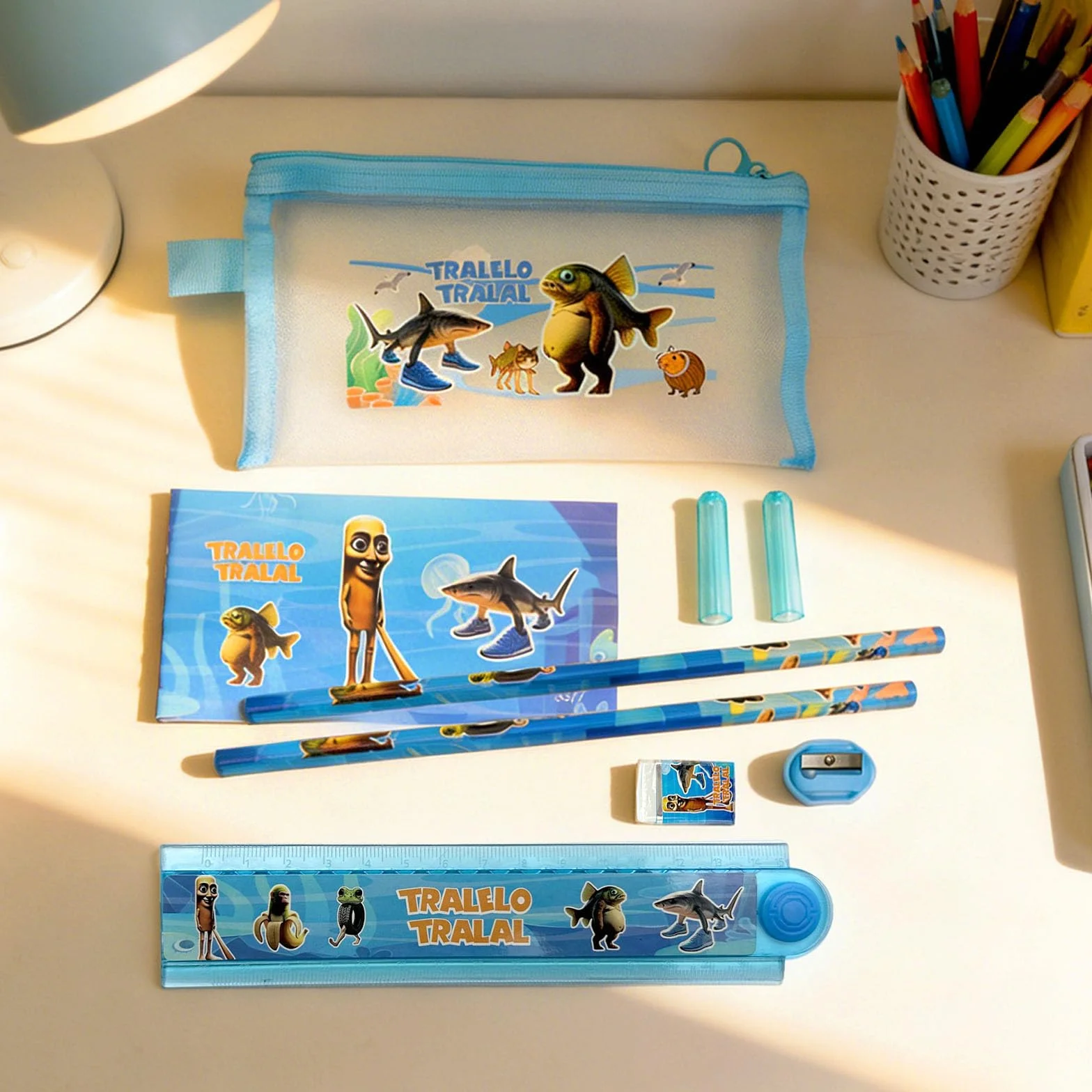 Ensemble De Papeterie Brainrot, Crayons, Gomme, Règle, Taille Crayon, 21x12x2cm