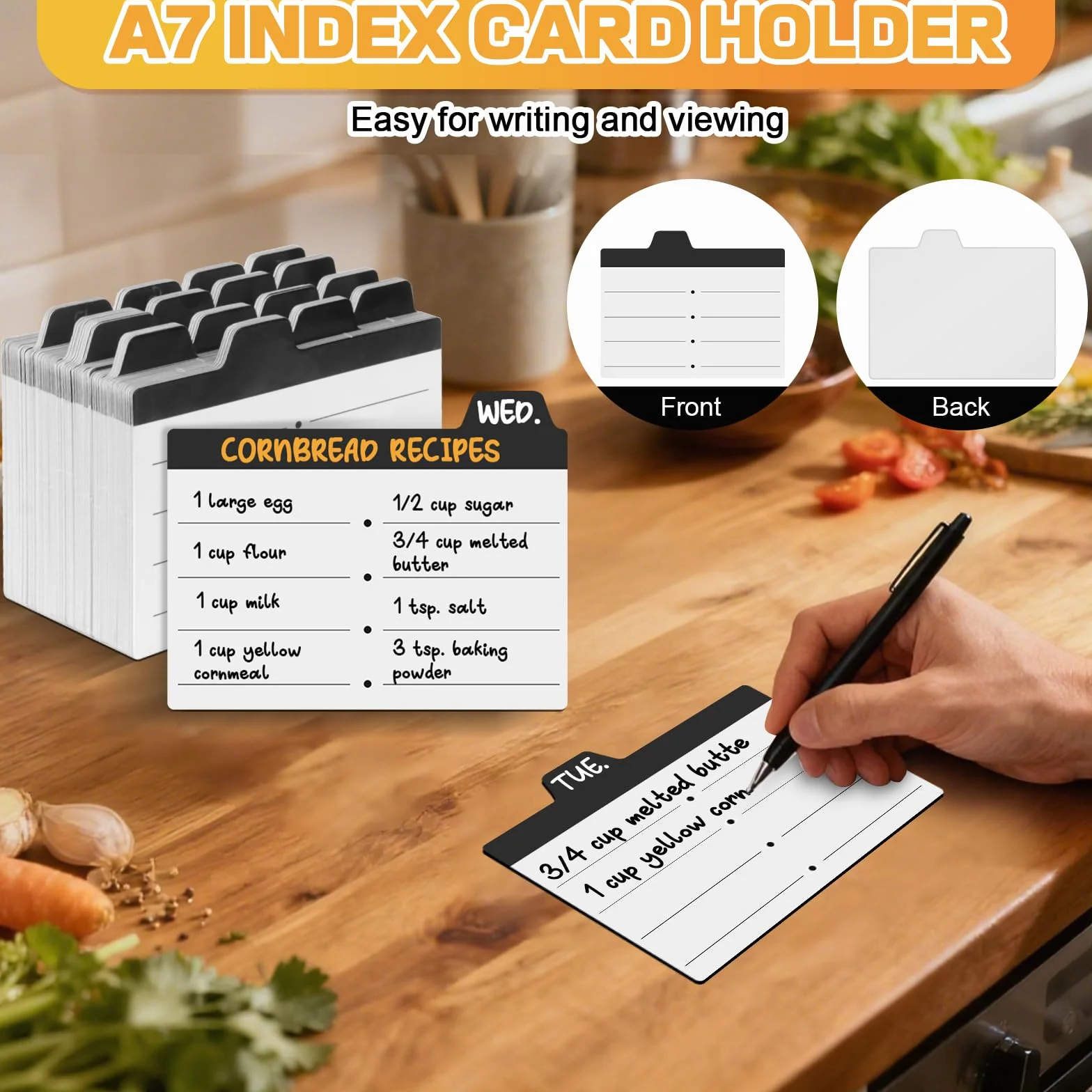 Boîtes À Fiches A7 112 Intercalaires 74×105mm Noir pour Flash Cards Organisation