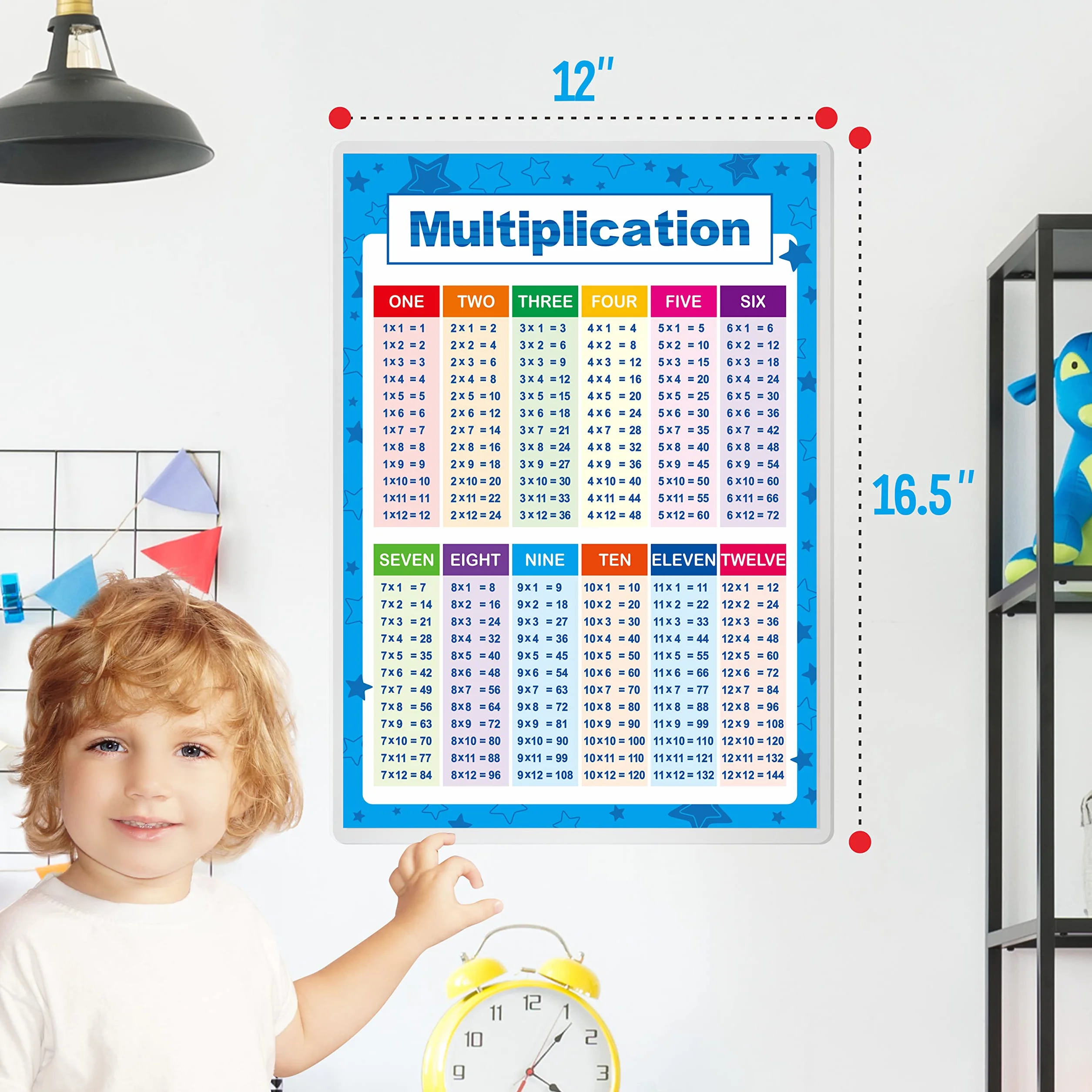 Affiches éducatives laminées de mathématiques, tables de multiplication et division pour enfants, 2 pièces