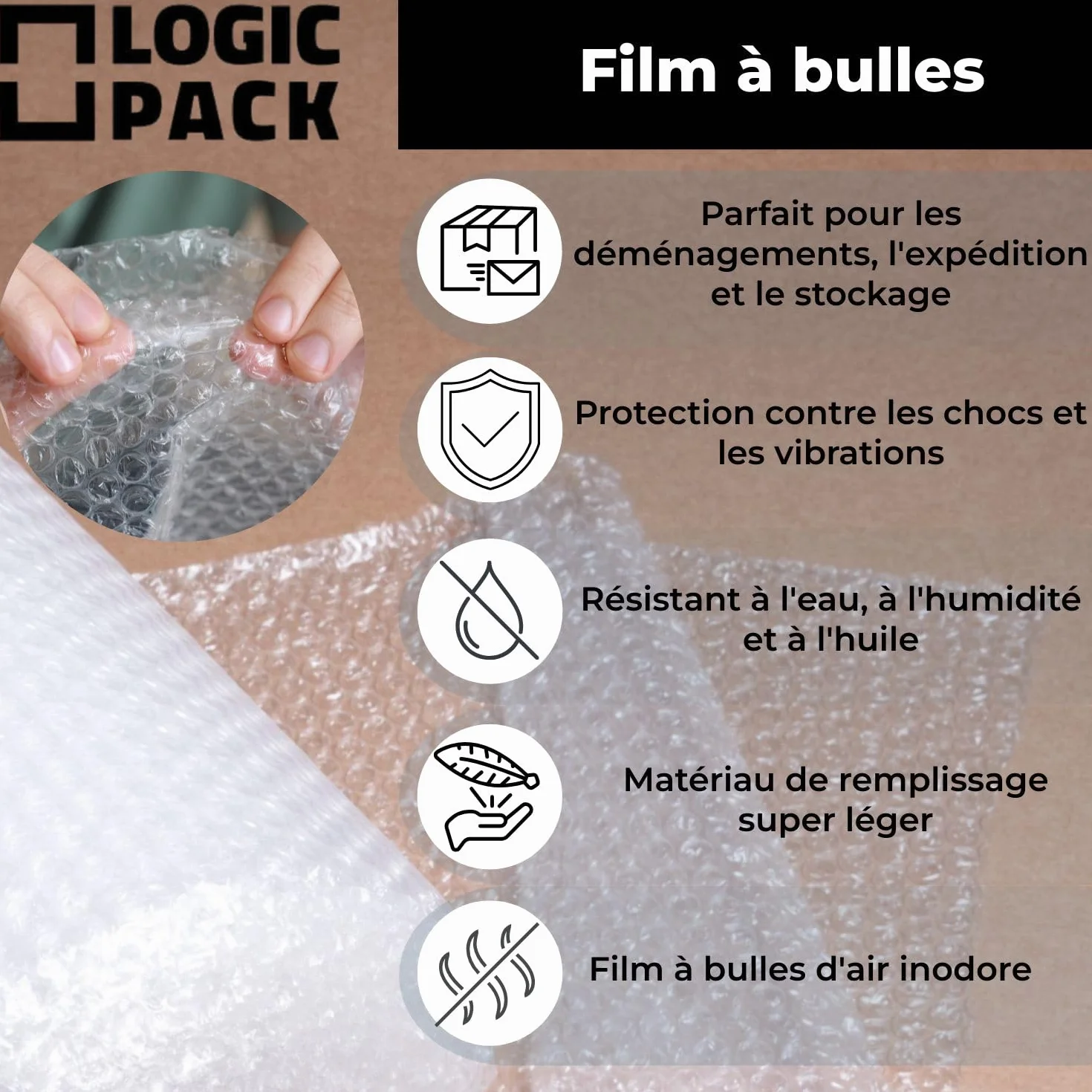 Rouleau Papier Bulle 100m x 50 cm 50 Microns Film 2 Couches Protection Déménagement Objets Fragiles