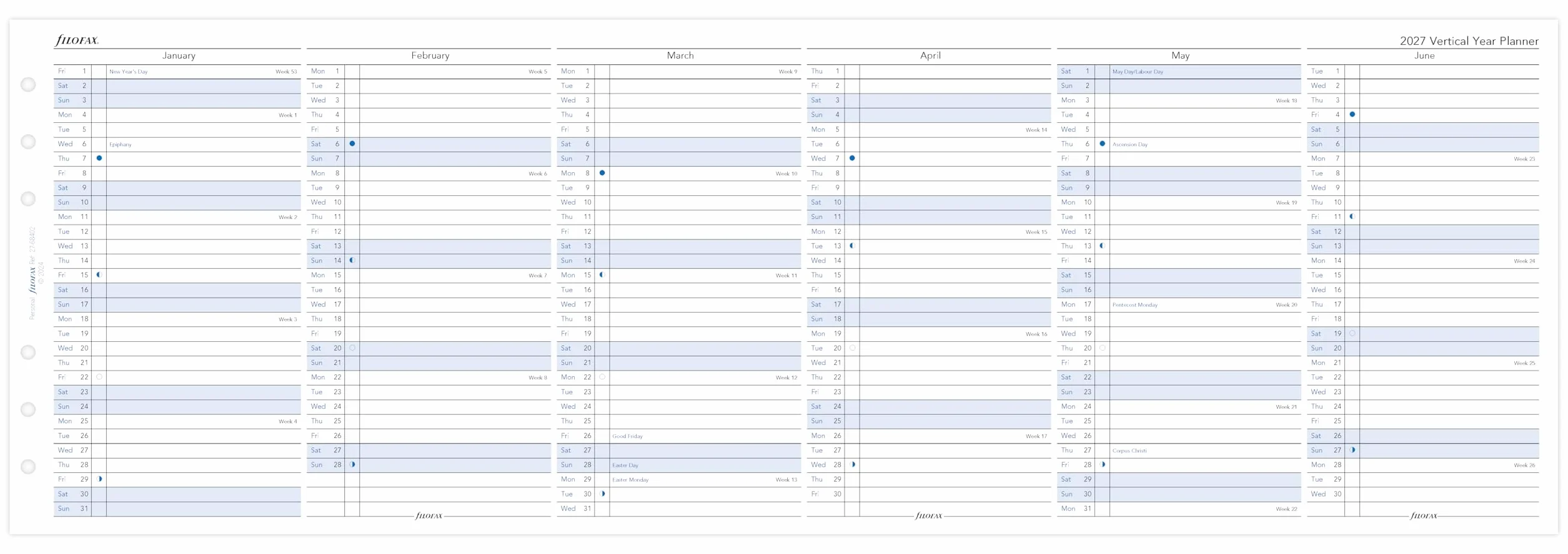 Filofax Agenda annuel vertical personnel 2027